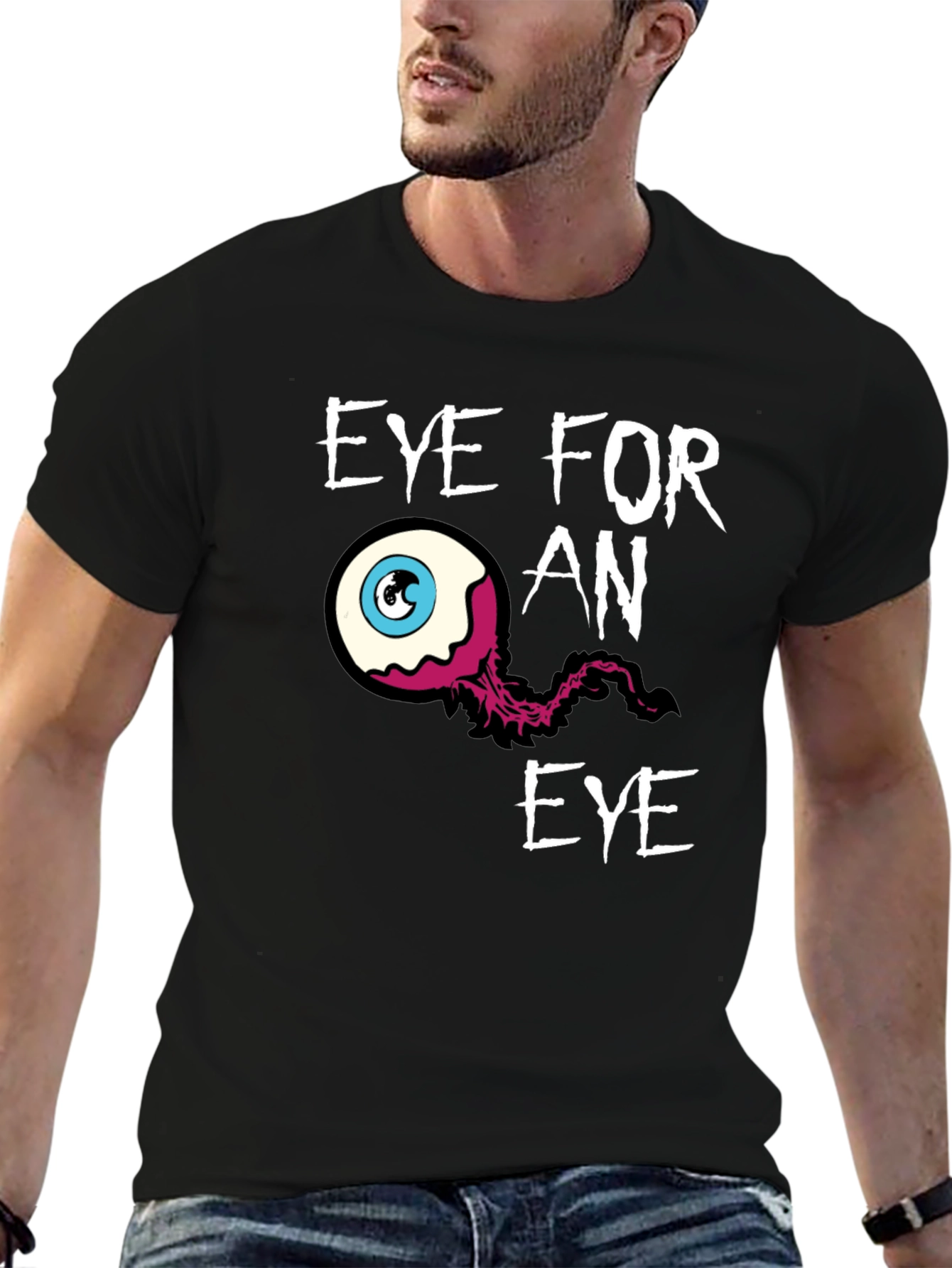 Eye for an Eye Graphic Print Black T-Shirt