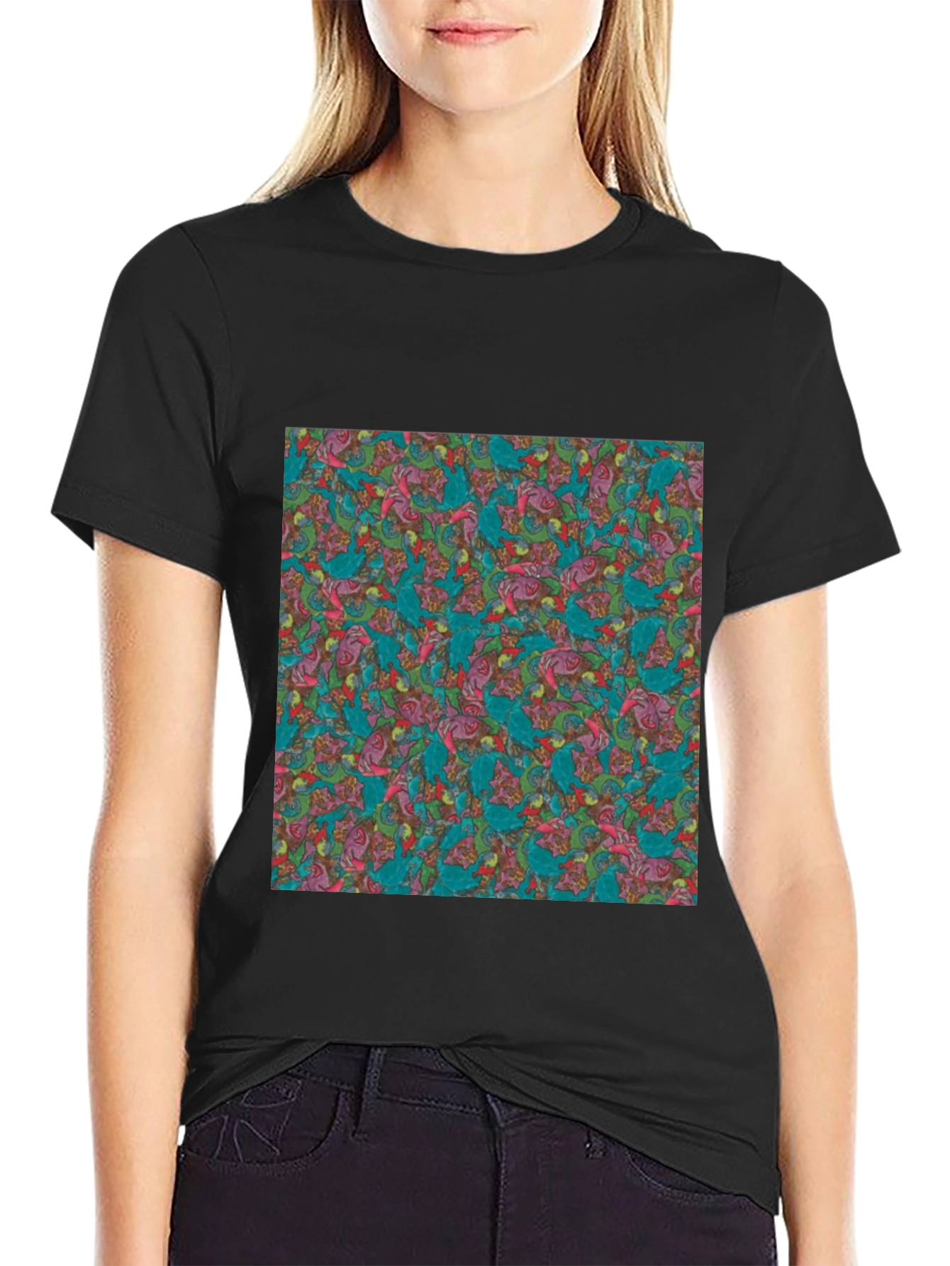 Abstract Pattern Graphic Black T-Shirt