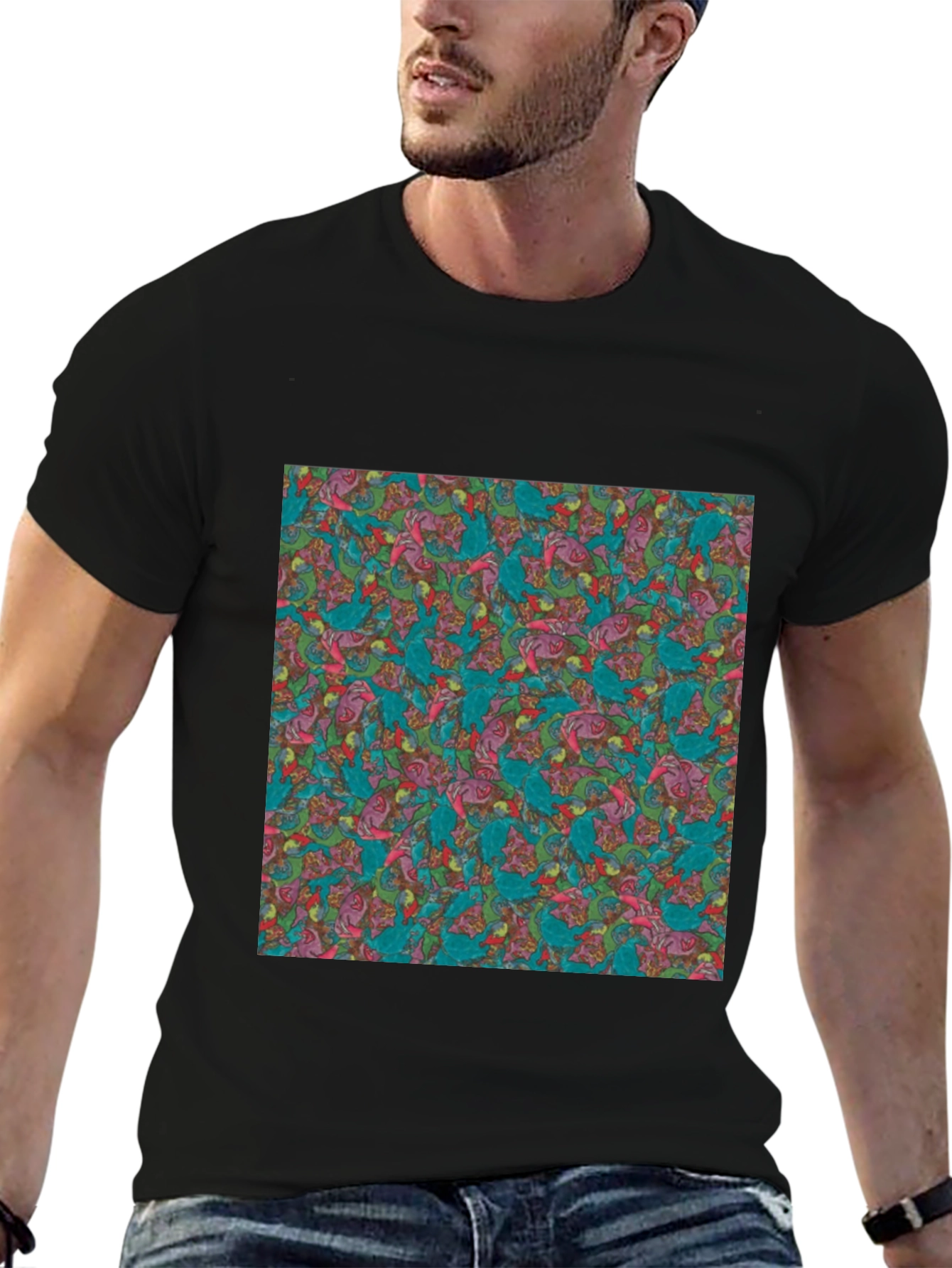 Abstract Pattern Graphic Black T-Shirt