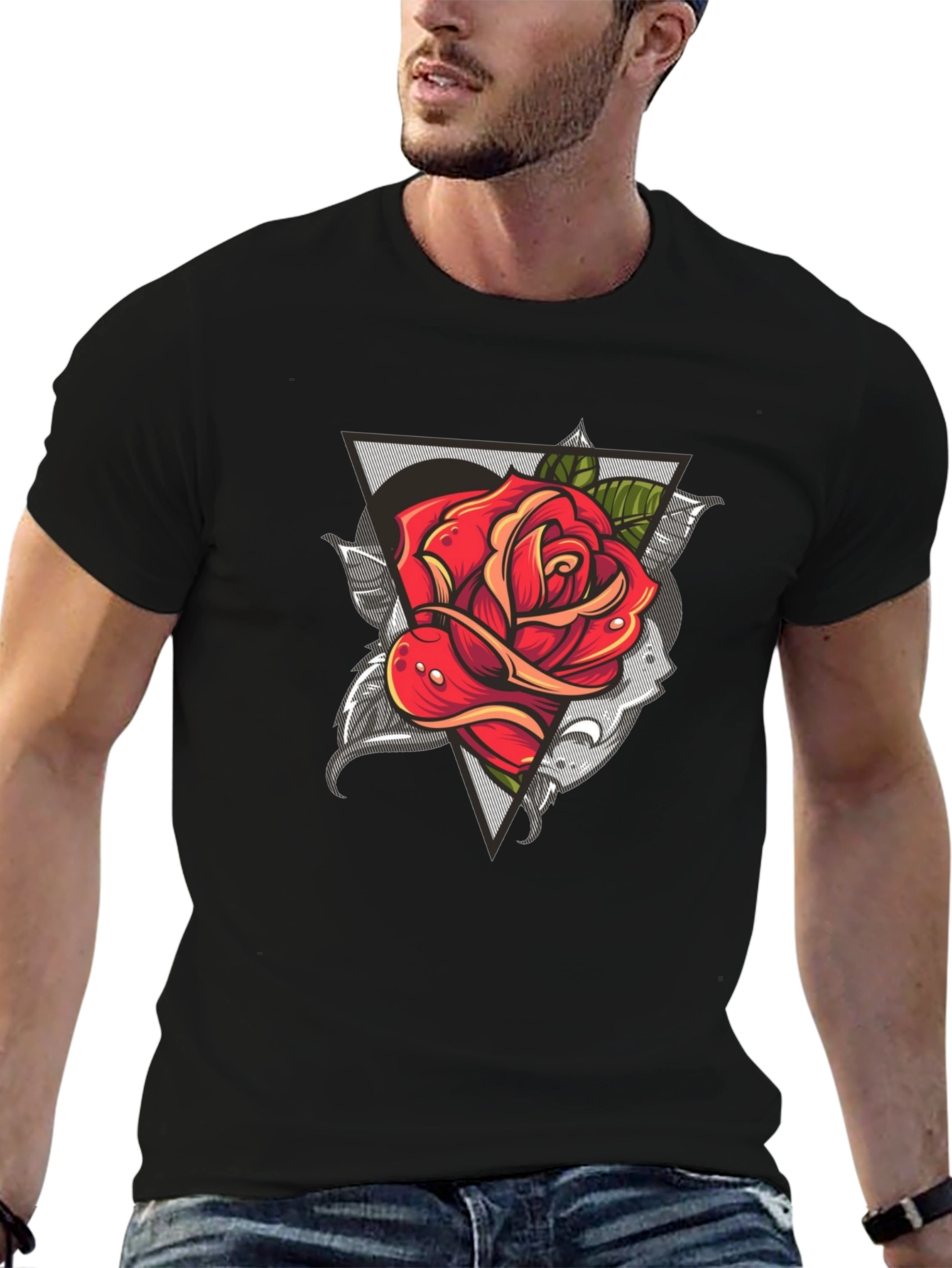 Rose Graphic Black T-Shirt - Modern Streetwear