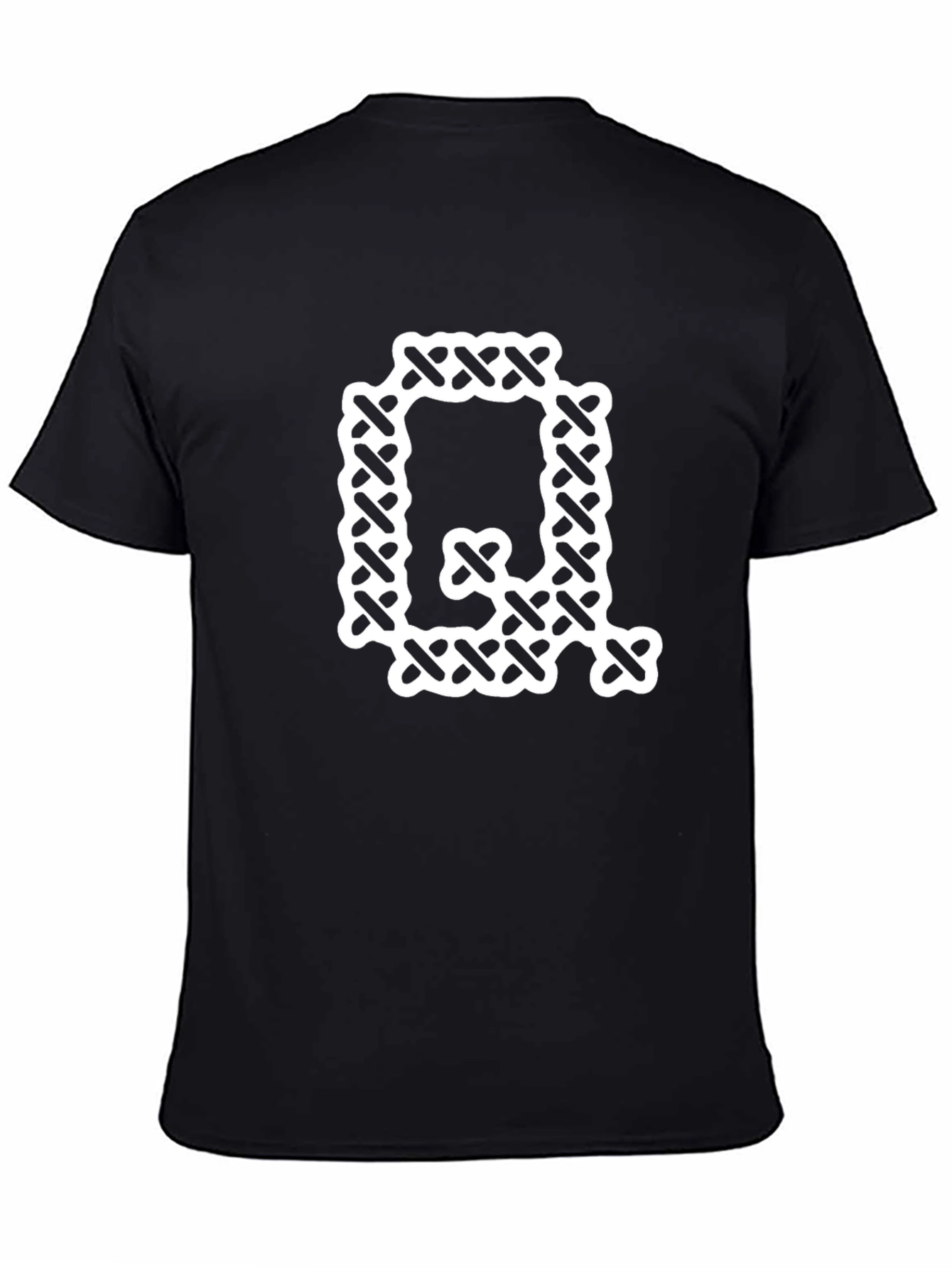 Letter Q Cross Stitch Graphic Tee - Black