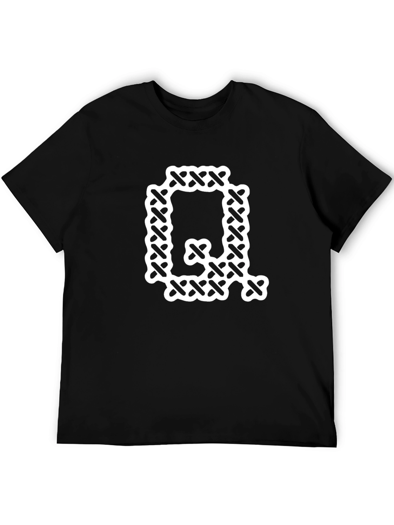 Letter Q Cross Stitch Graphic Tee - Black