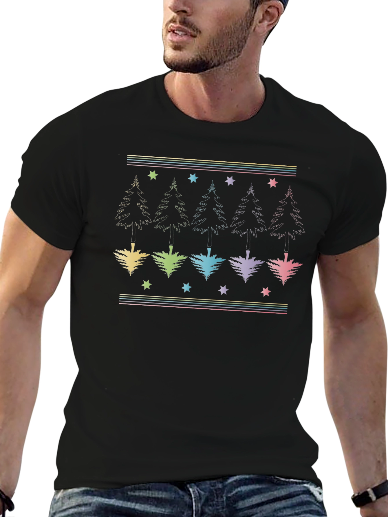 Festive Pine Tree Graphic T-Shirt