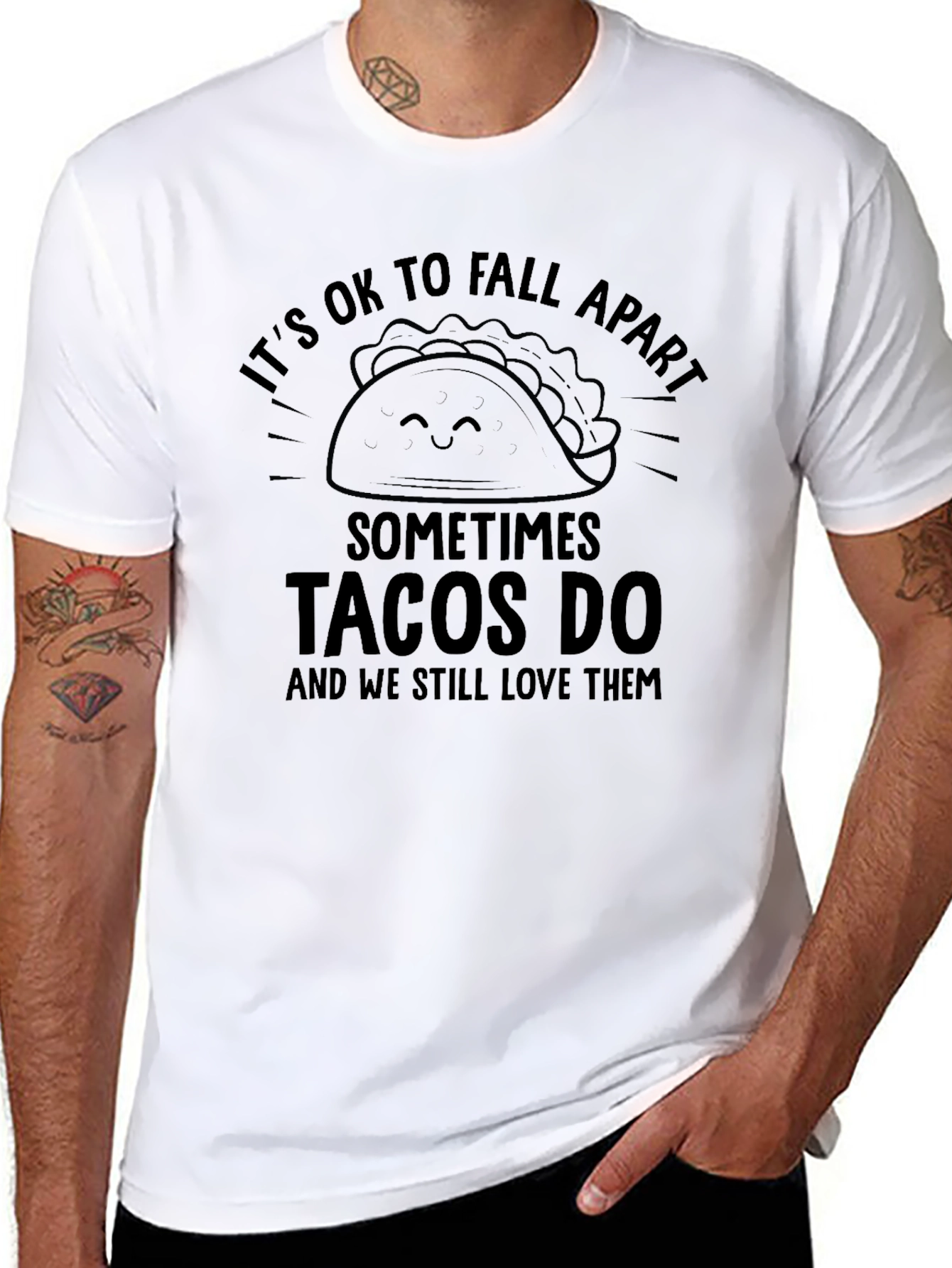 Its OK to Fall Apart Tacos Funny Graphic Tee