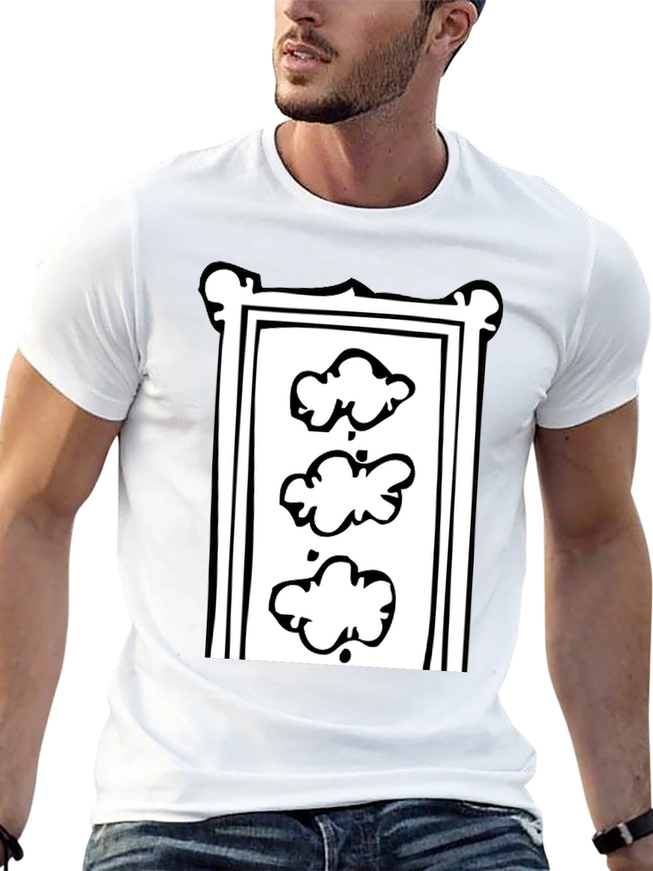 Trendy Black T-Shirt with Cloud Motif