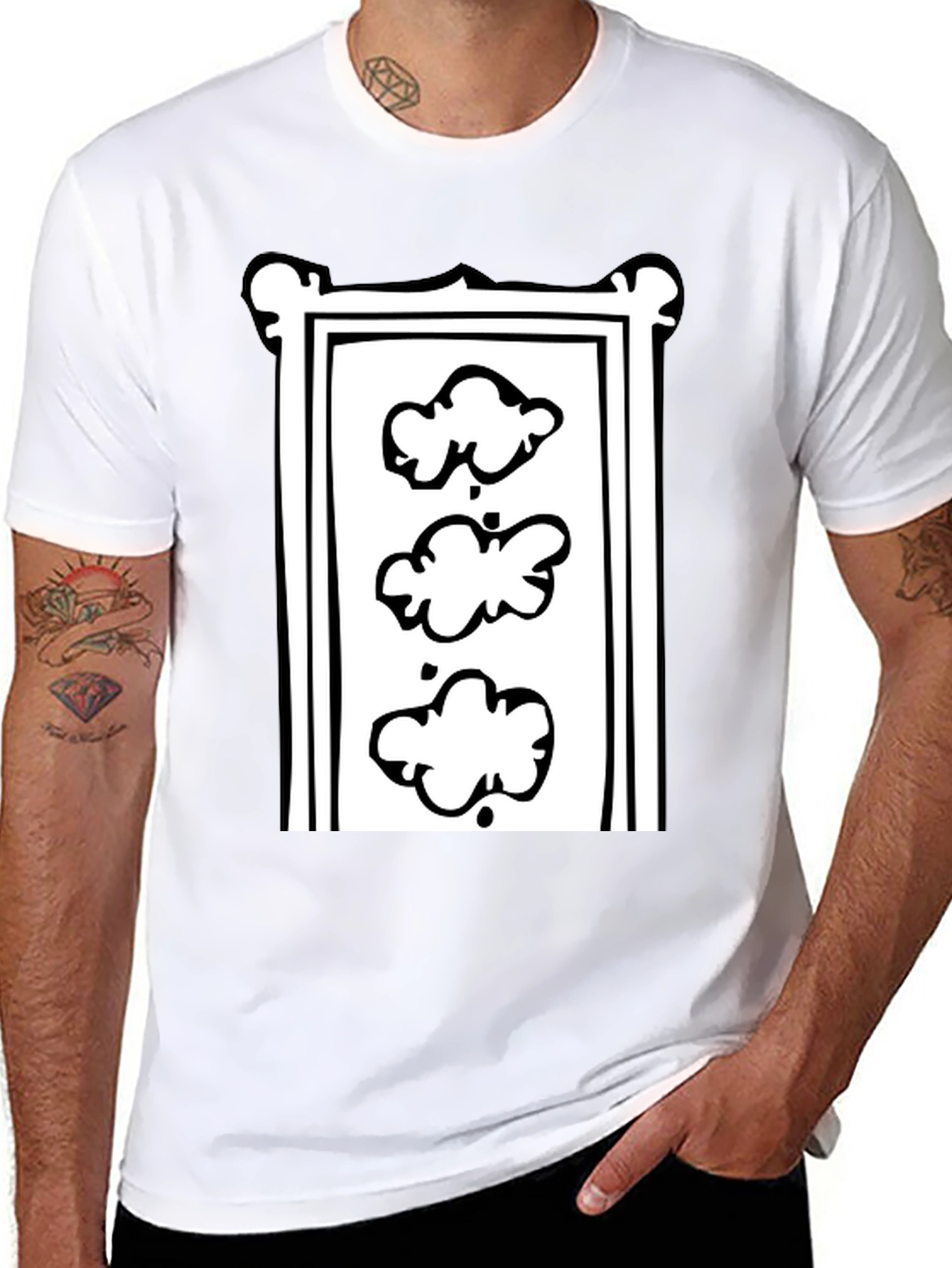 Trendy Black T-Shirt with Cloud Motif