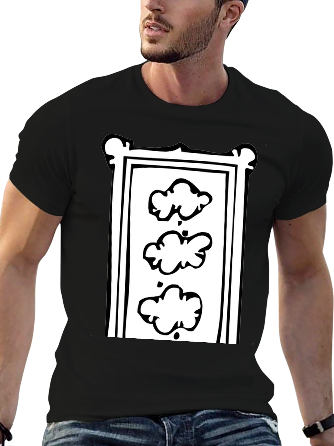 Trendy Black T-Shirt with Cloud Motif