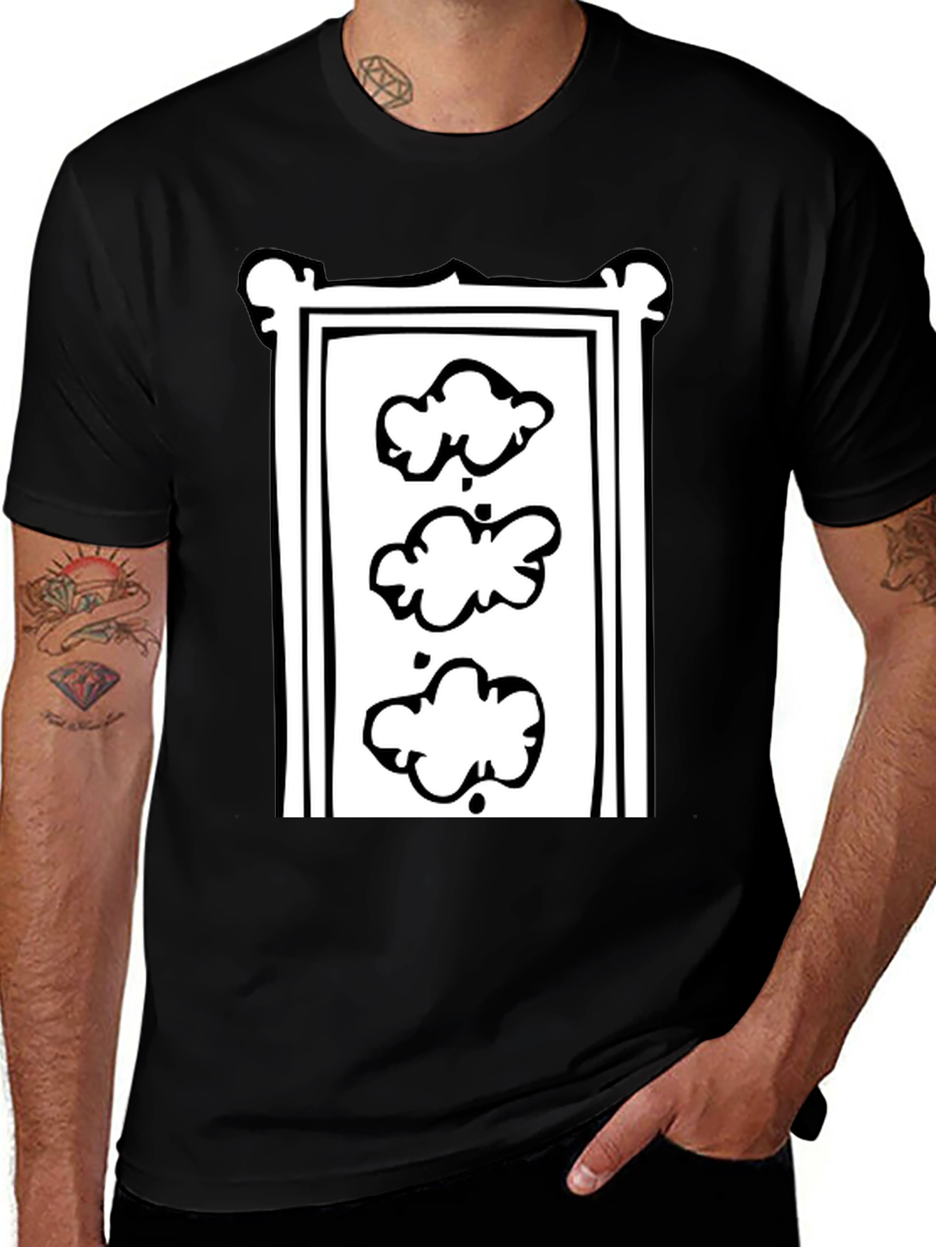 Trendy Black T-Shirt with Cloud Motif