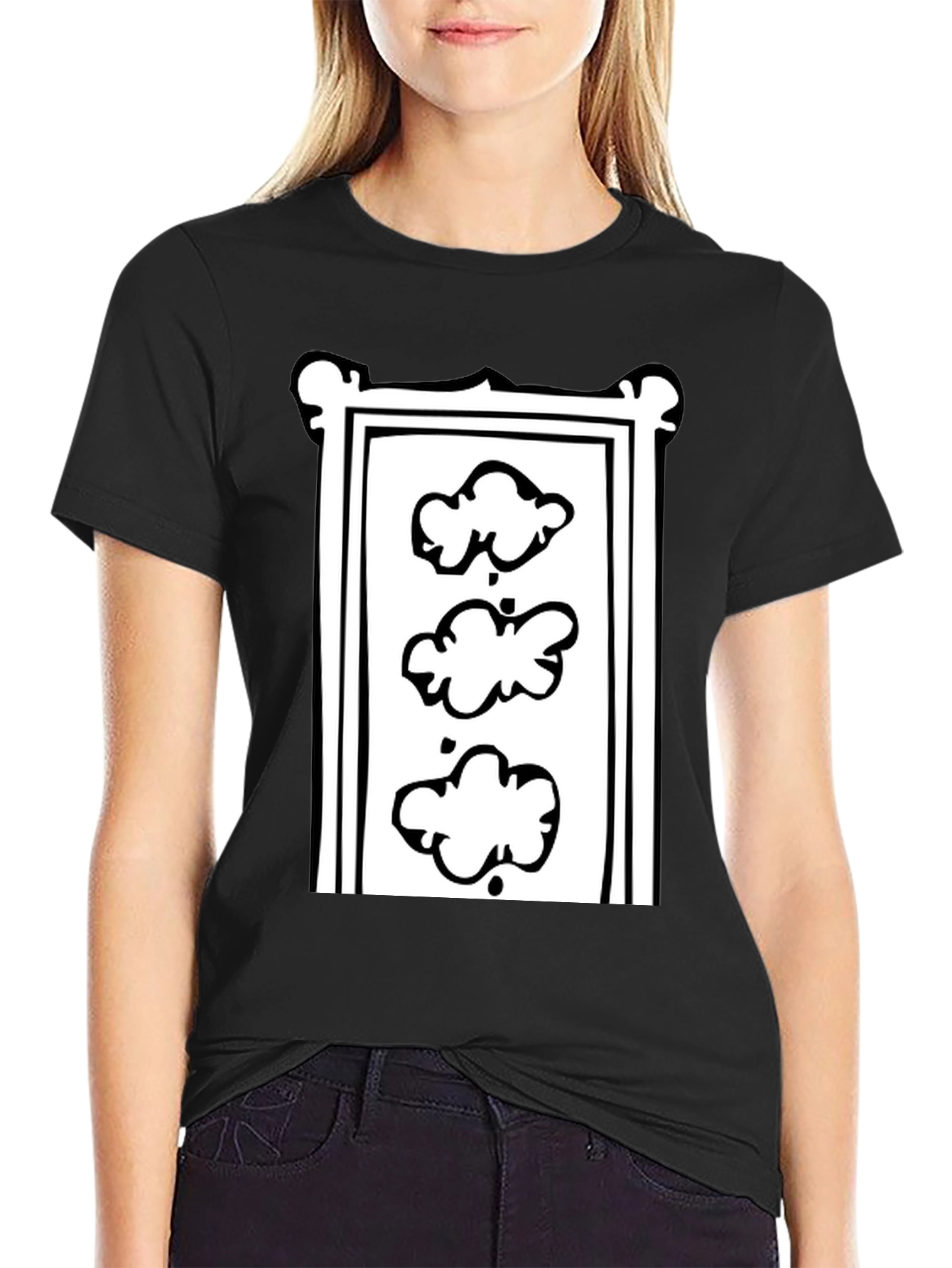 Trendy Black T-Shirt with Cloud Motif