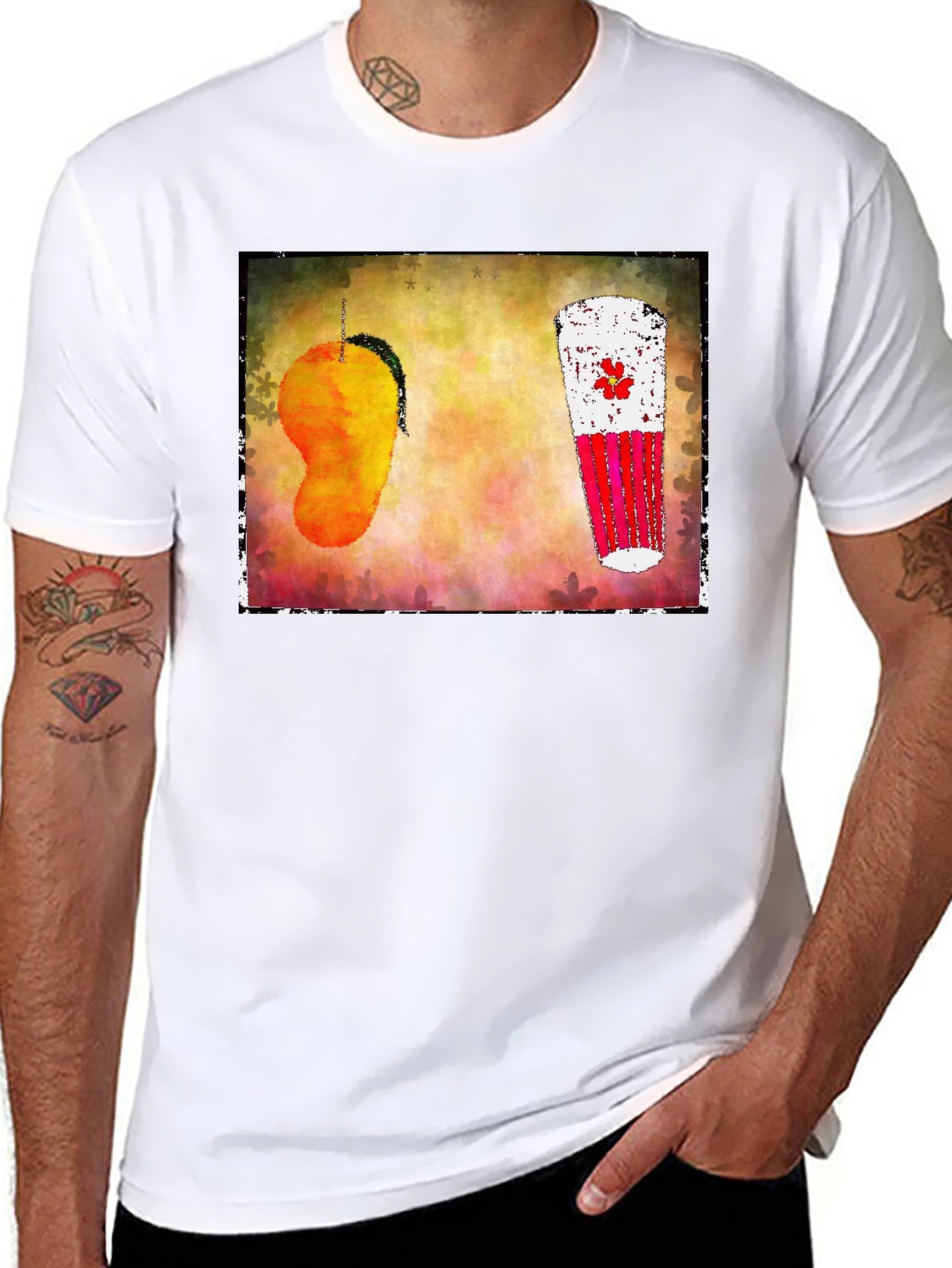 Mango Lassi Art T-Shirt - Tropical Drink Graphic Tee