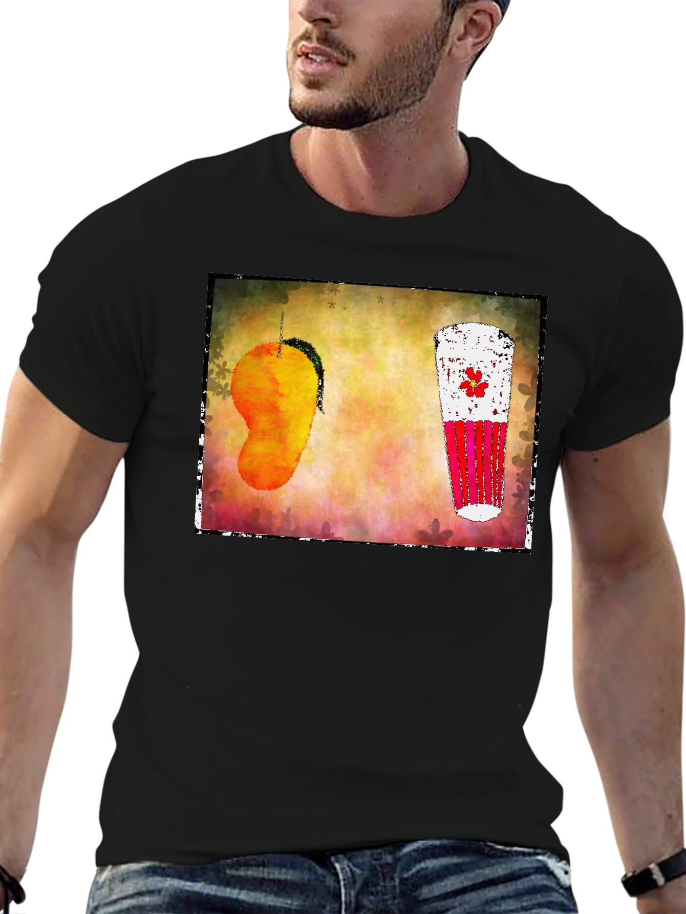 Mango Lassi Art T-Shirt - Tropical Drink Graphic Tee