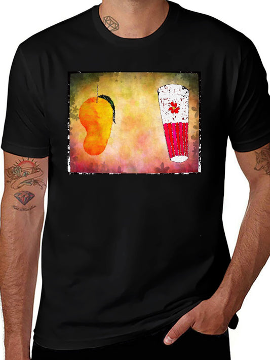 Mango Lassi Art T-Shirt - Tropical Drink Graphic Tee