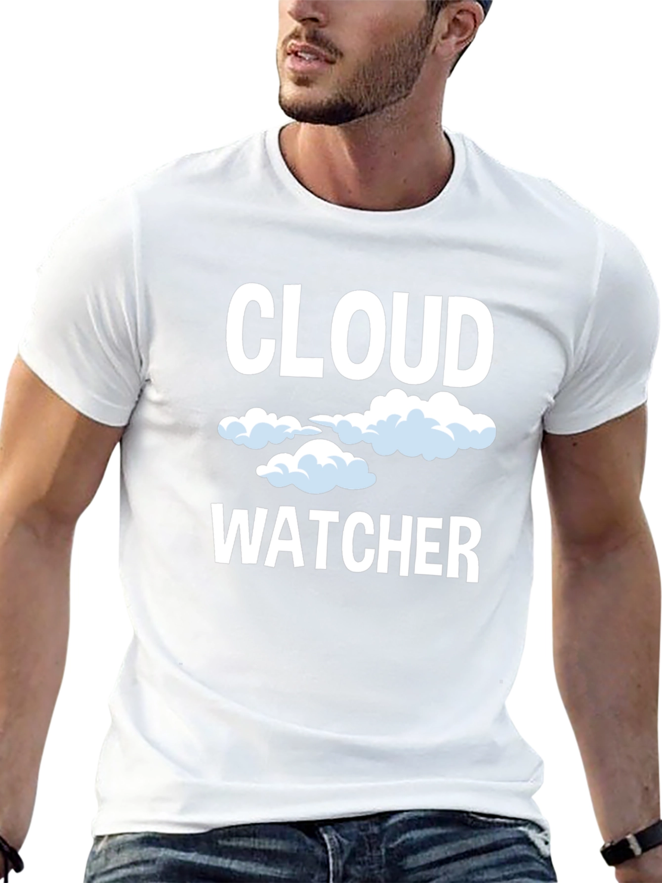 Cloud Watcher Graphic Tee - Black Cotton T-Shirt