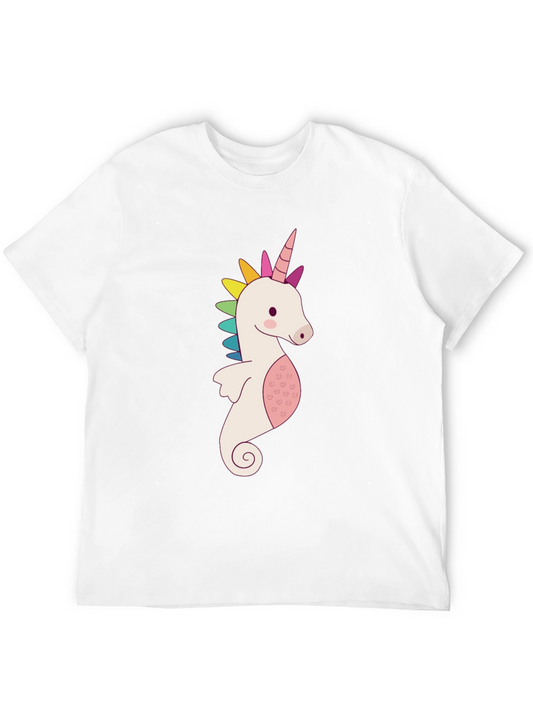 Unicorn Seahorse Graphic Tee - Mens Black T-Shirt