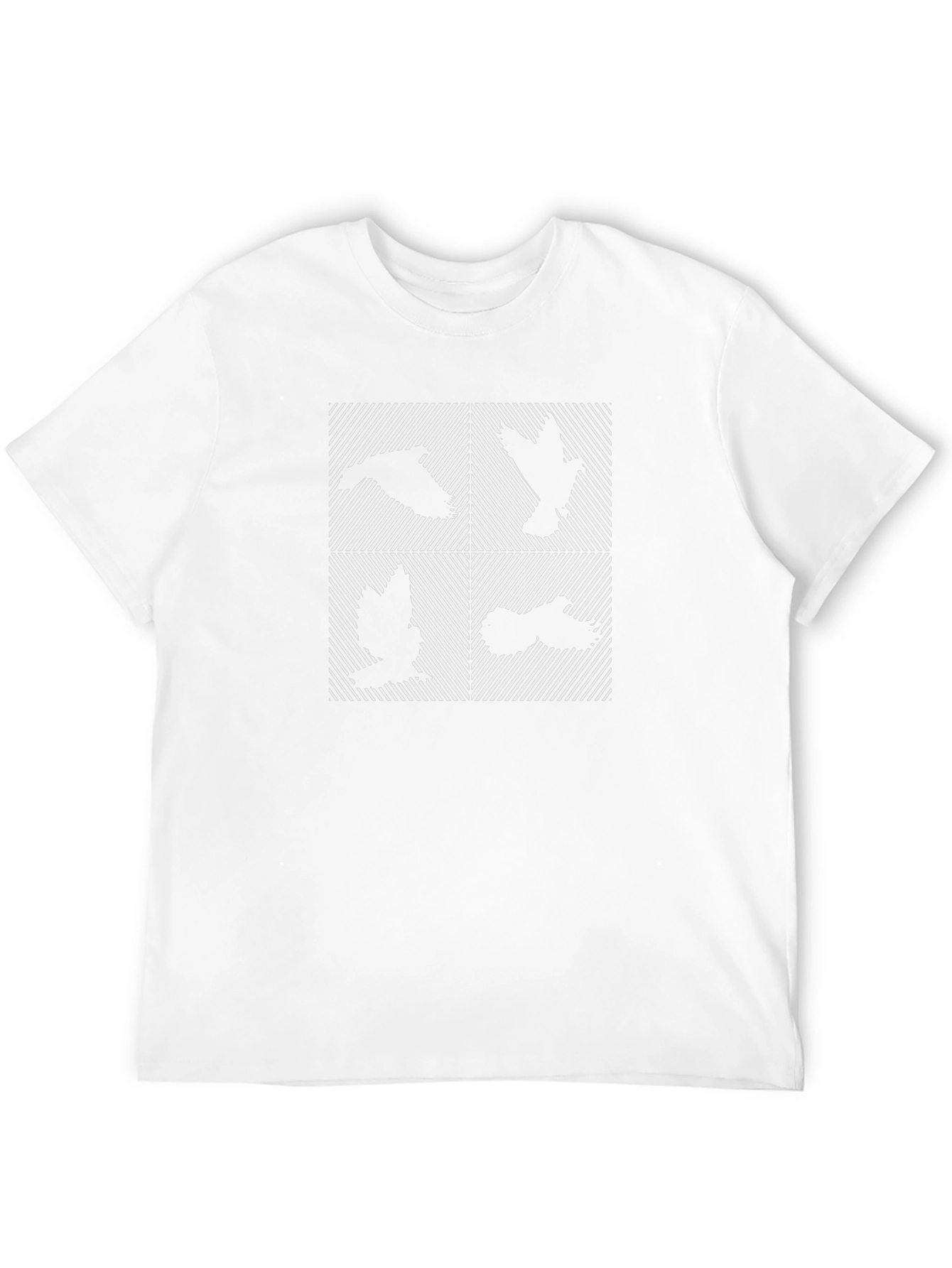 Abstract Birds Graphic Print Black T-Shirt