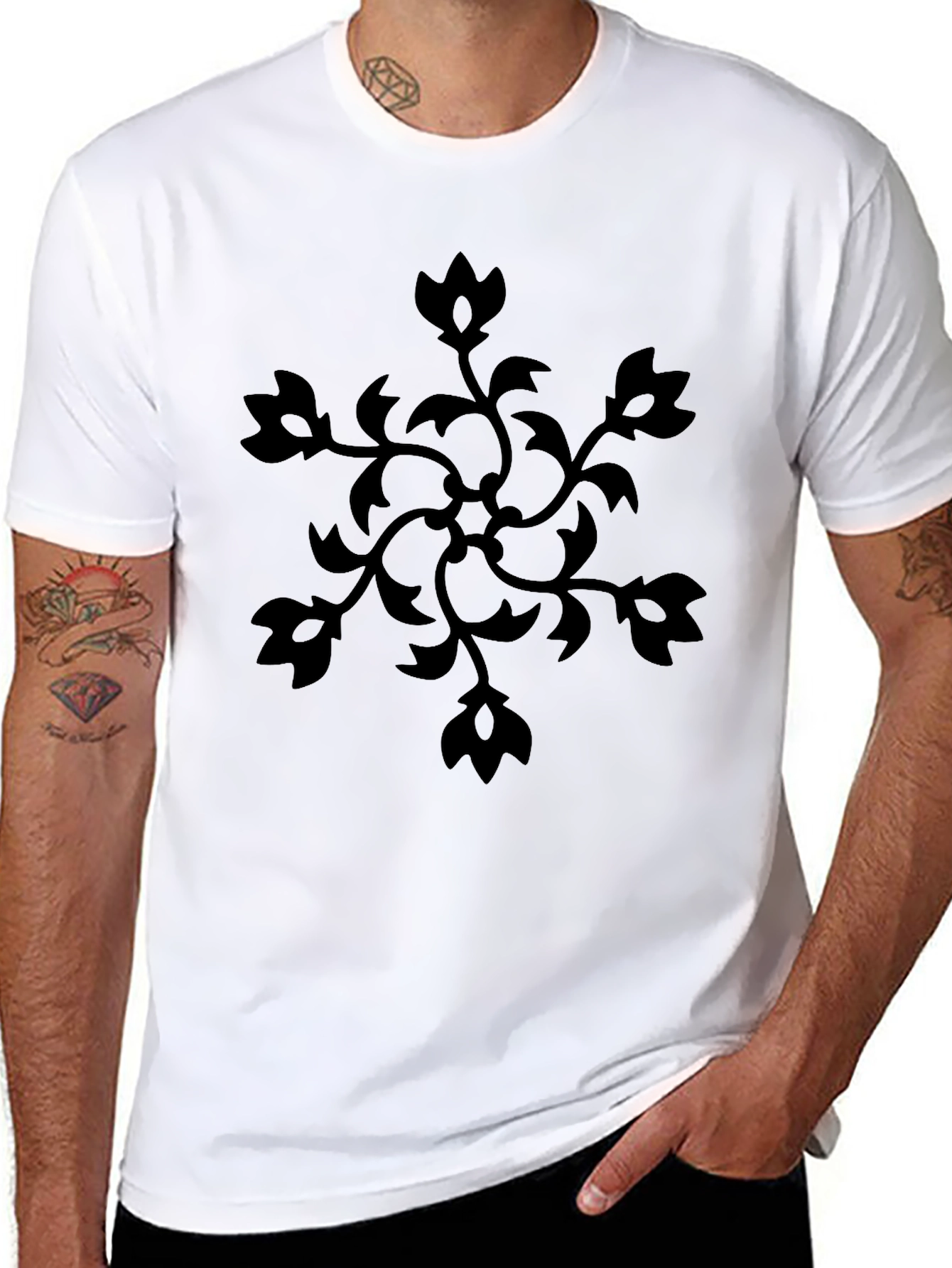 Black Floral Graphic Tee - Modern Casual Wear
