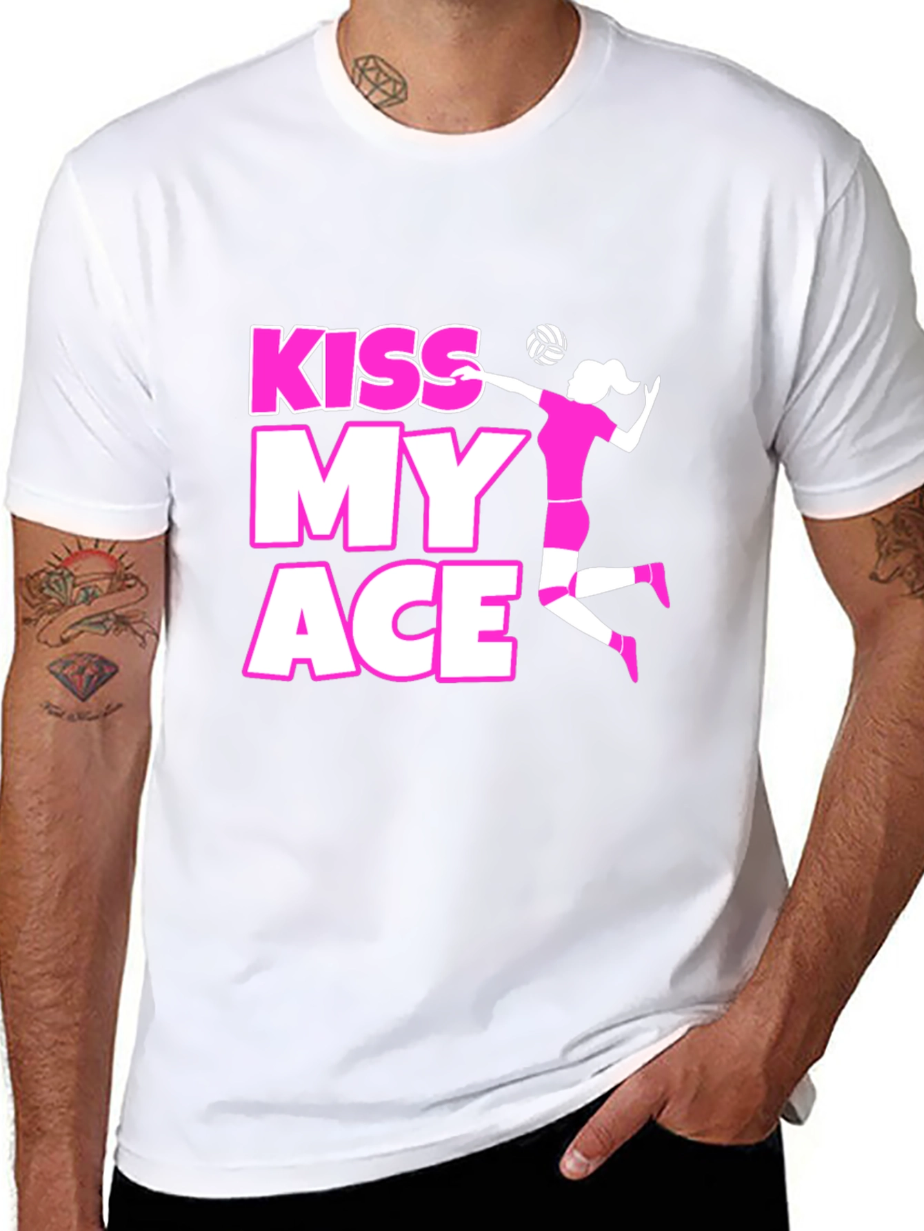 Kiss My Ace Volleyball Graphic Tee - Black