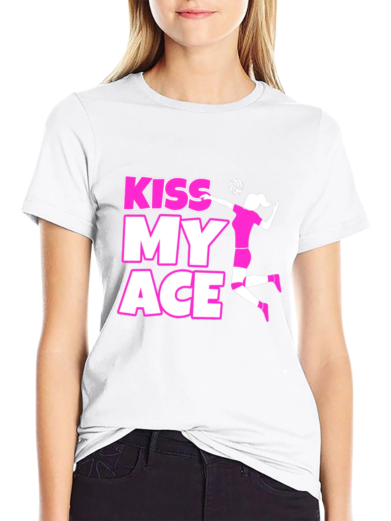 Kiss My Ace Volleyball Graphic Tee - Black