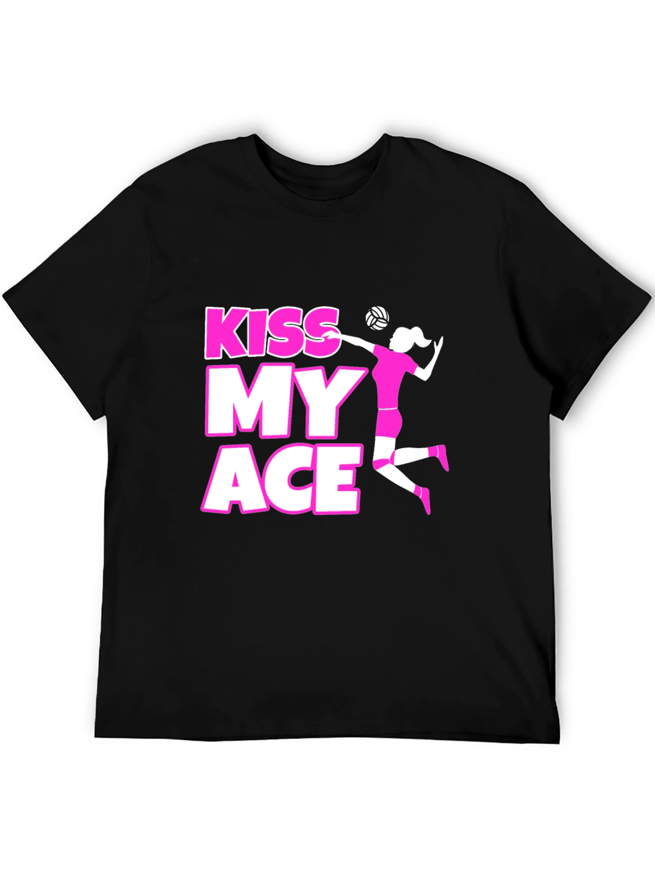 Kiss My Ace Volleyball Graphic Tee - Black