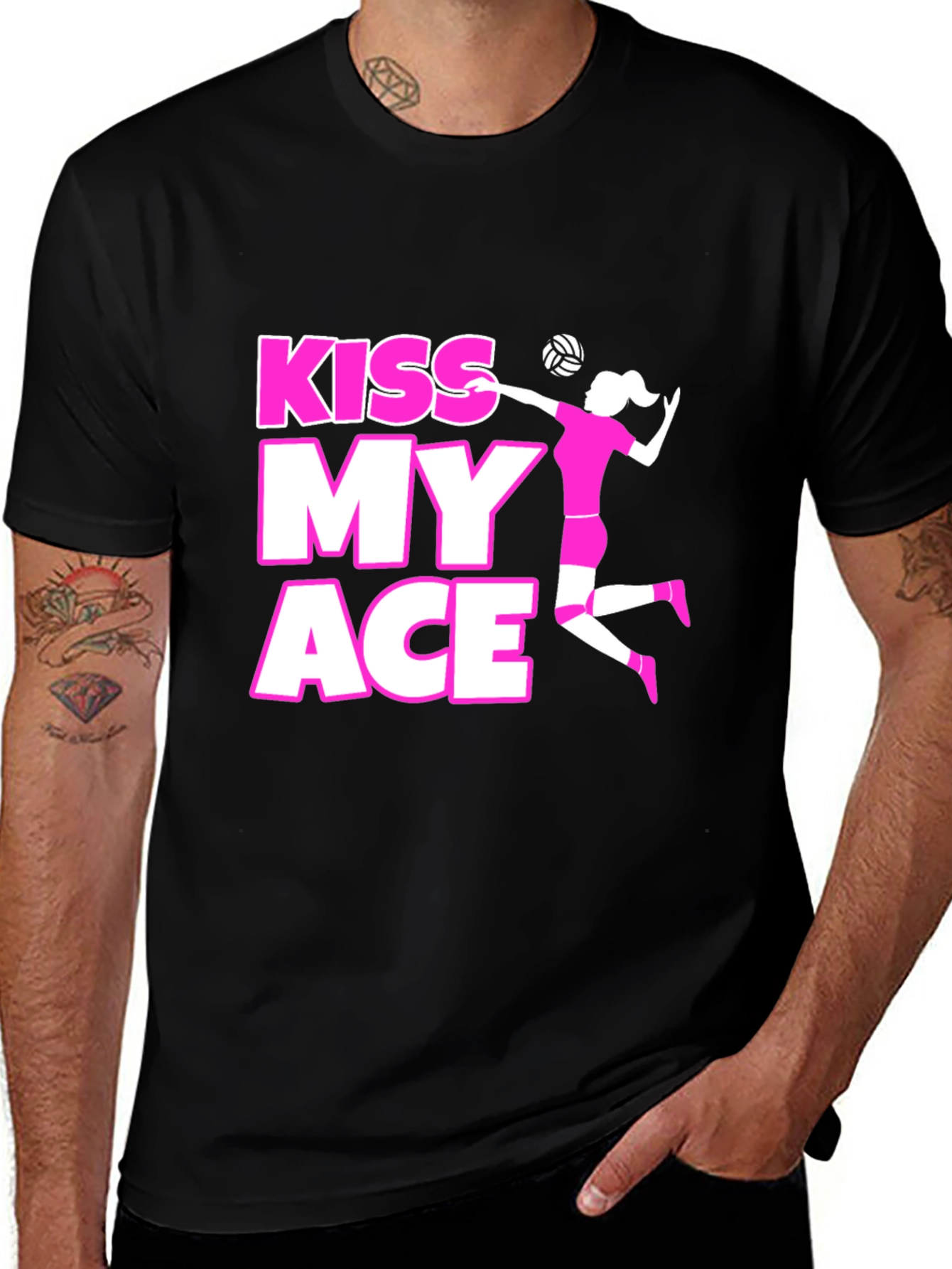 Kiss My Ace Volleyball Graphic Tee - Black