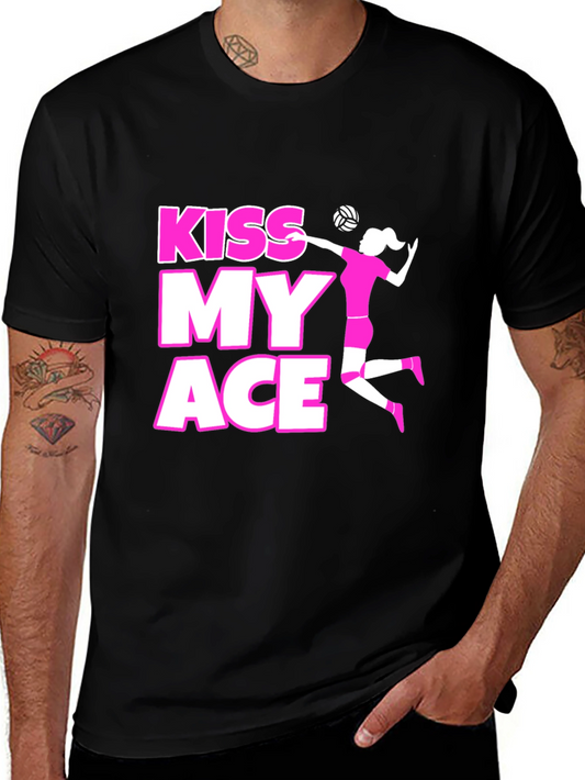Kiss My Ace Volleyball Graphic Tee - Black