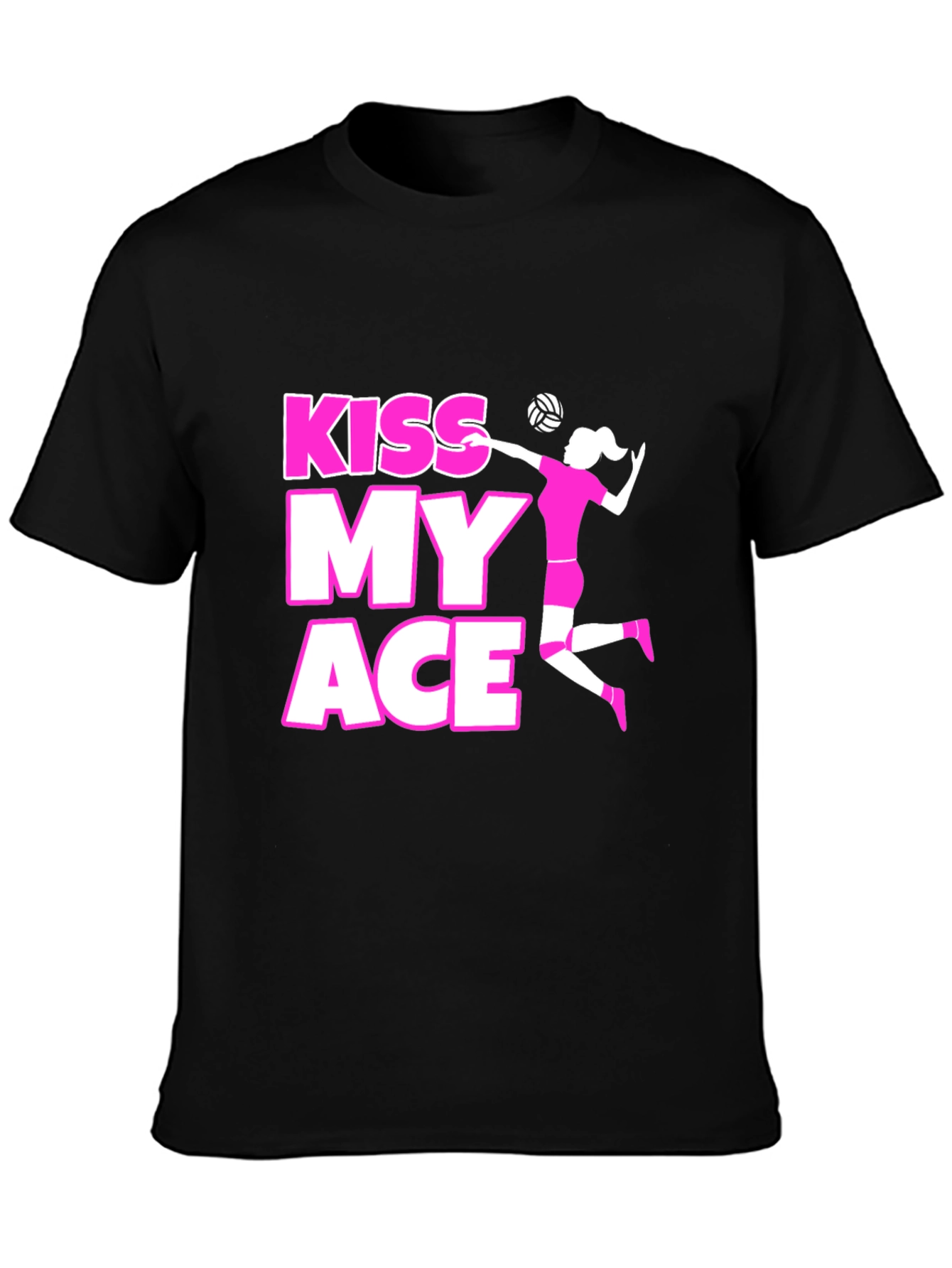 Kiss My Ace Volleyball Graphic Tee - Black