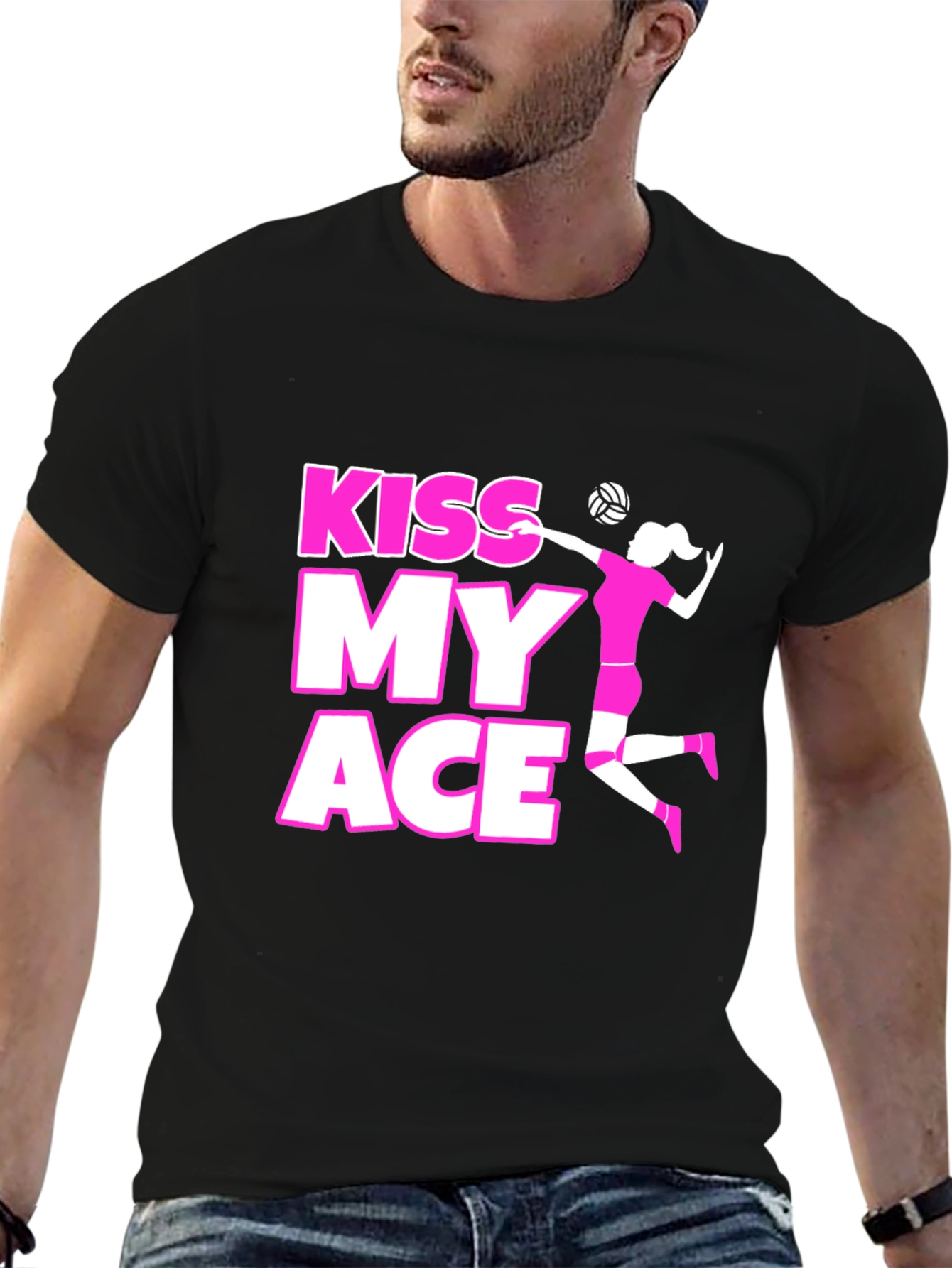 Kiss My Ace Volleyball Graphic Tee - Black