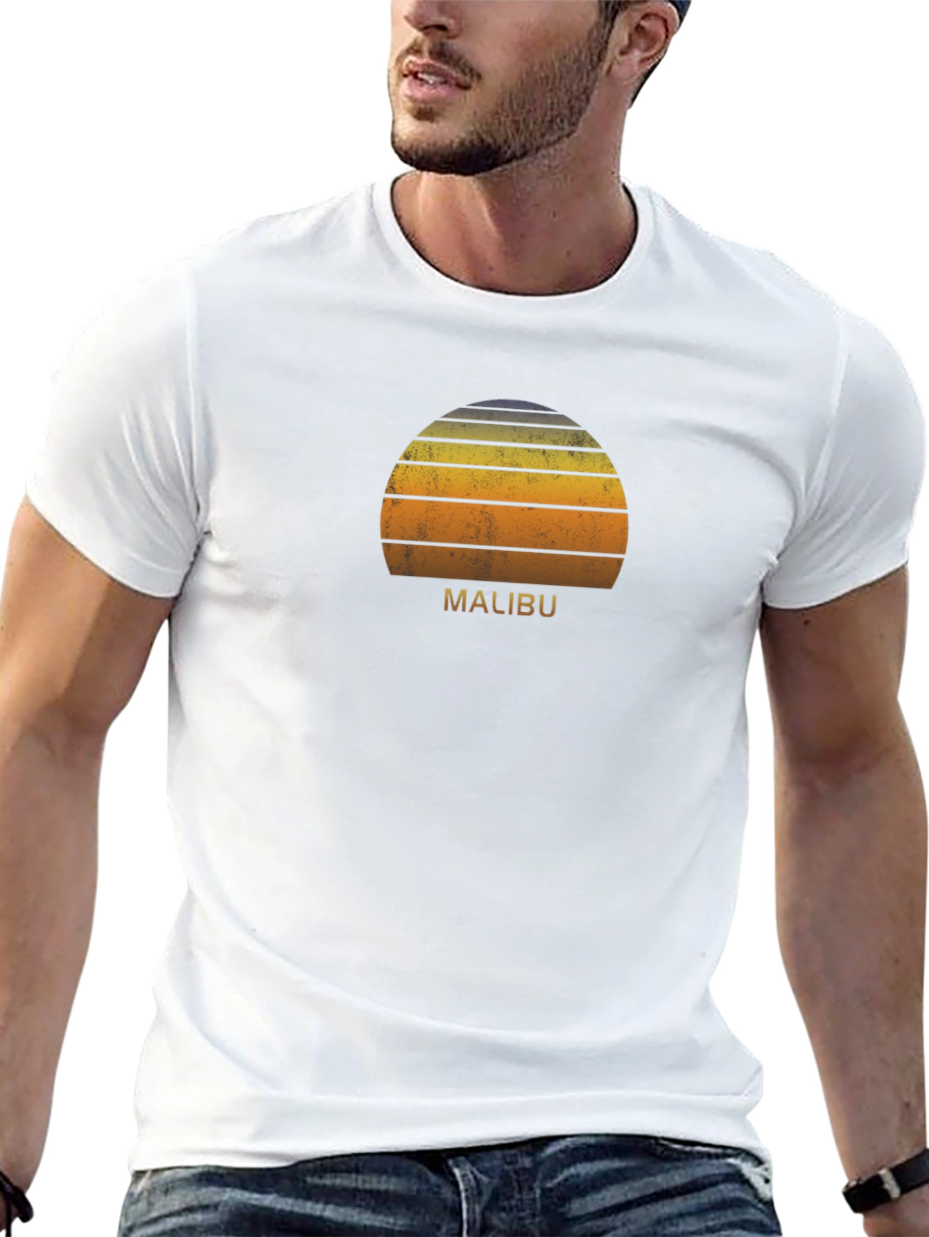 Malibu Sunset Graphic Tee - Retro Style T-Shirt