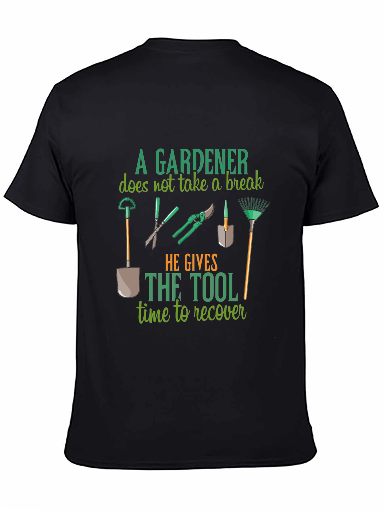 Gardener Tool Time Recovery Black T-Shirt