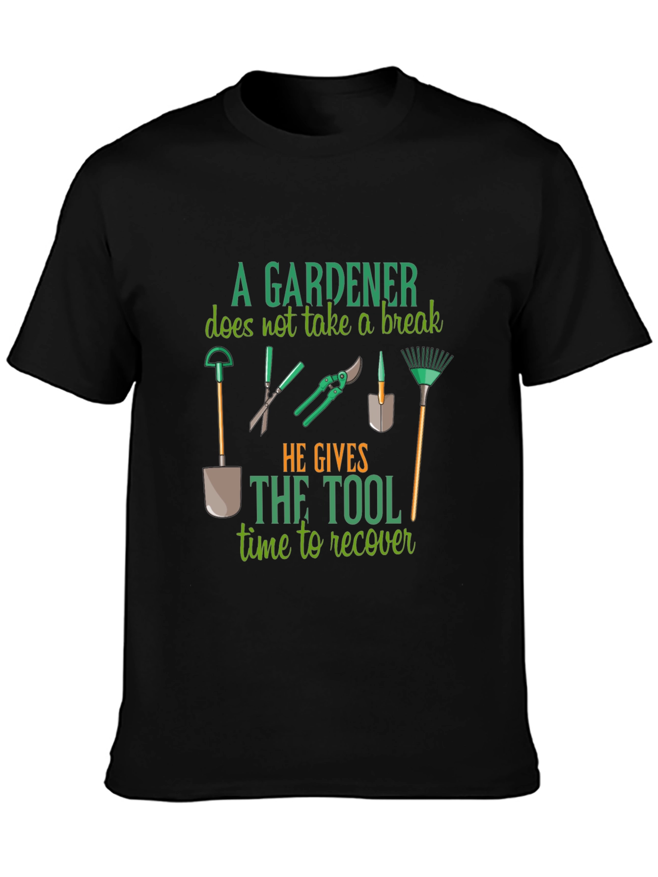 Gardener Tool Time Recovery Black T-Shirt