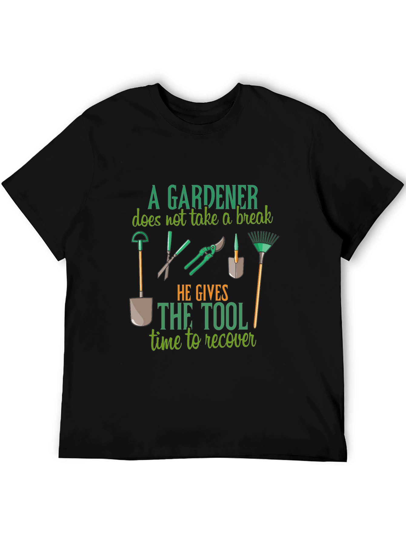 Gardener Tool Time Recovery Black T-Shirt