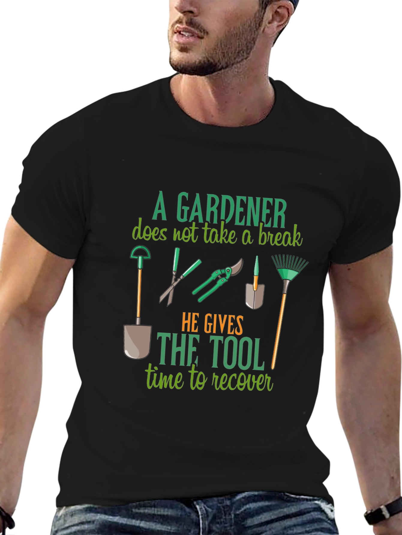 Gardener Tool Time Recovery Black T-Shirt