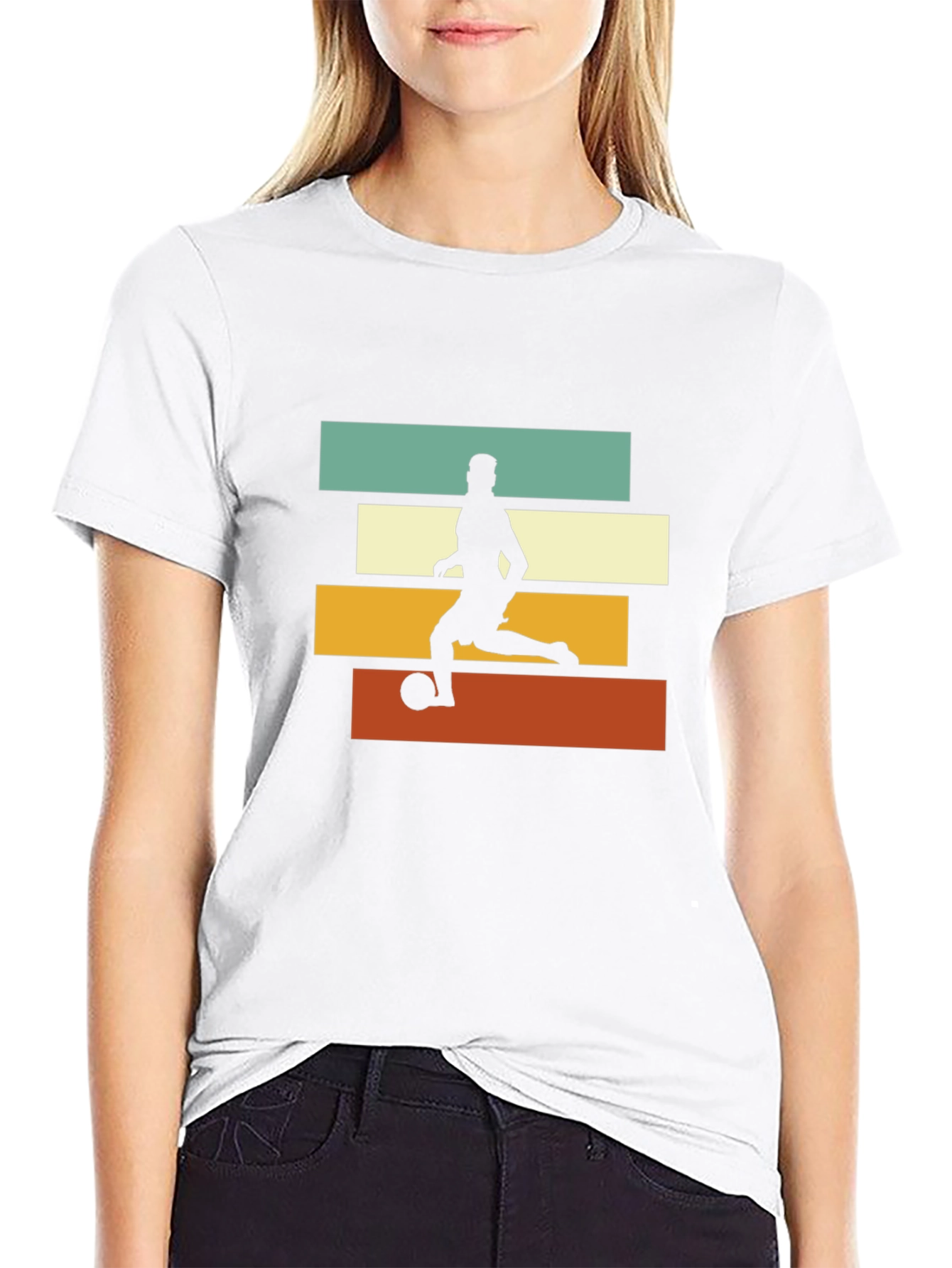 Retro Soccer Player Graphic Tee - Black
