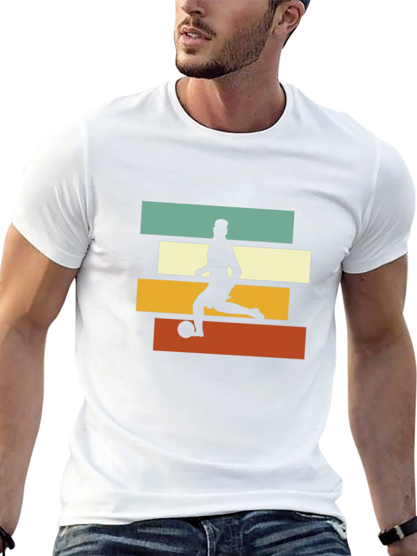 Retro Soccer Player Graphic Tee - Black