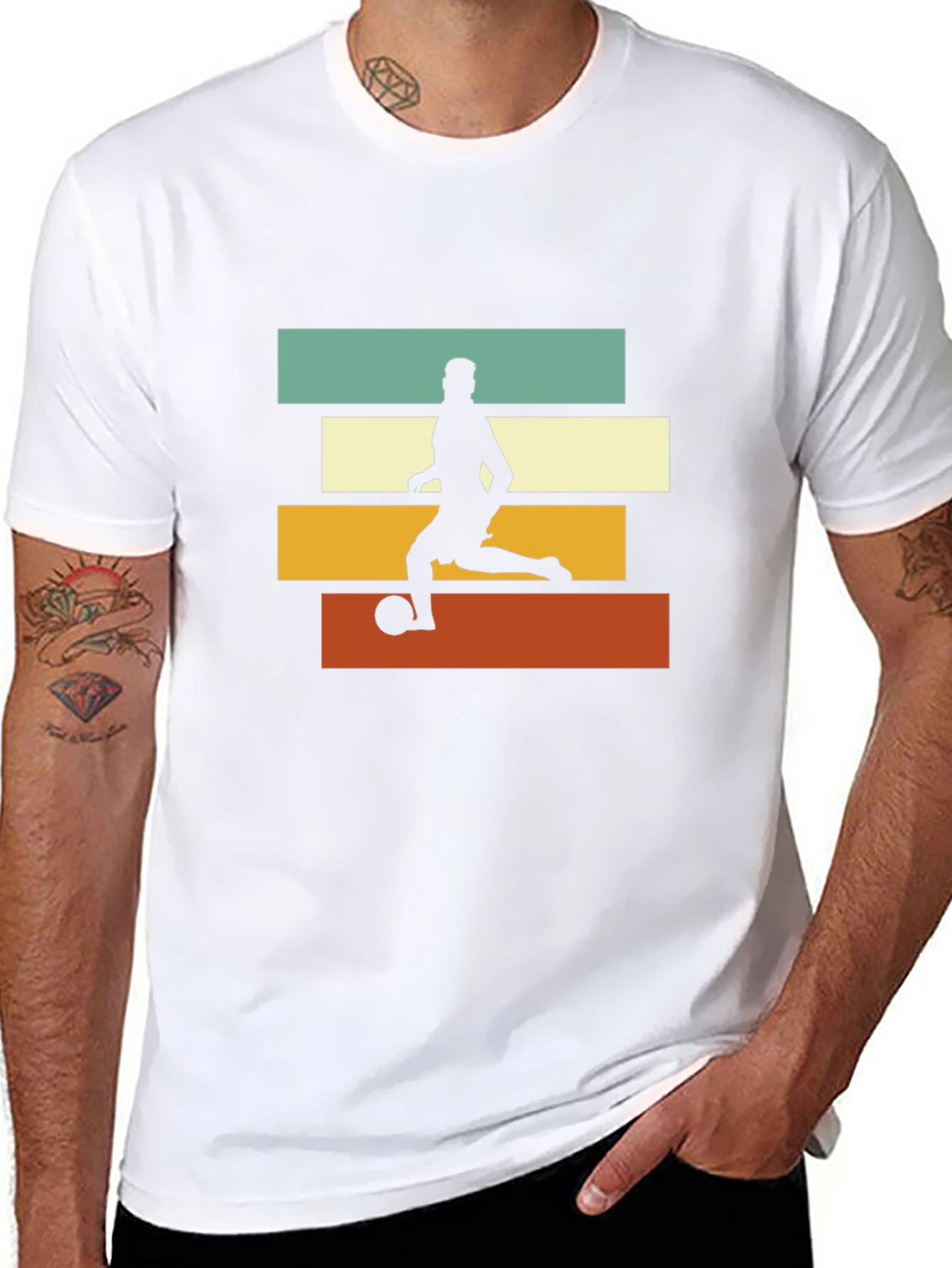 Retro Soccer Player Graphic Tee - Black