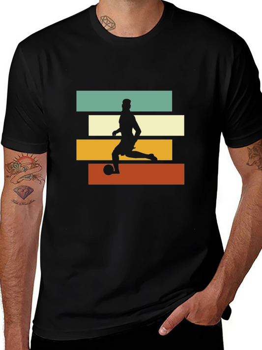 Retro Soccer Player Graphic Tee - Black