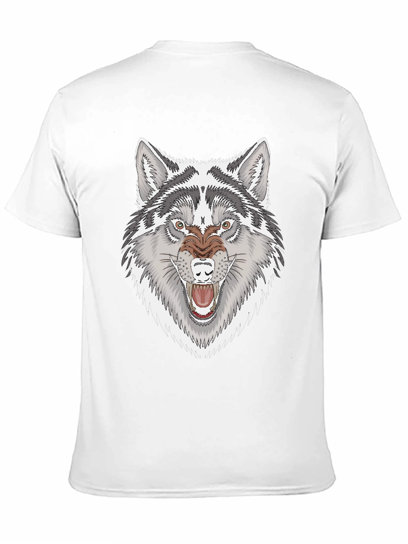 Mens Black T-Shirt with Fierce Wolf Graphic