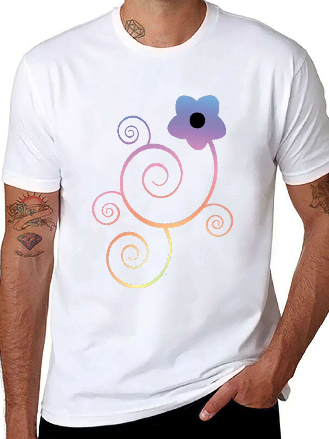 Floral Swirl Graphic Black T-Shirt