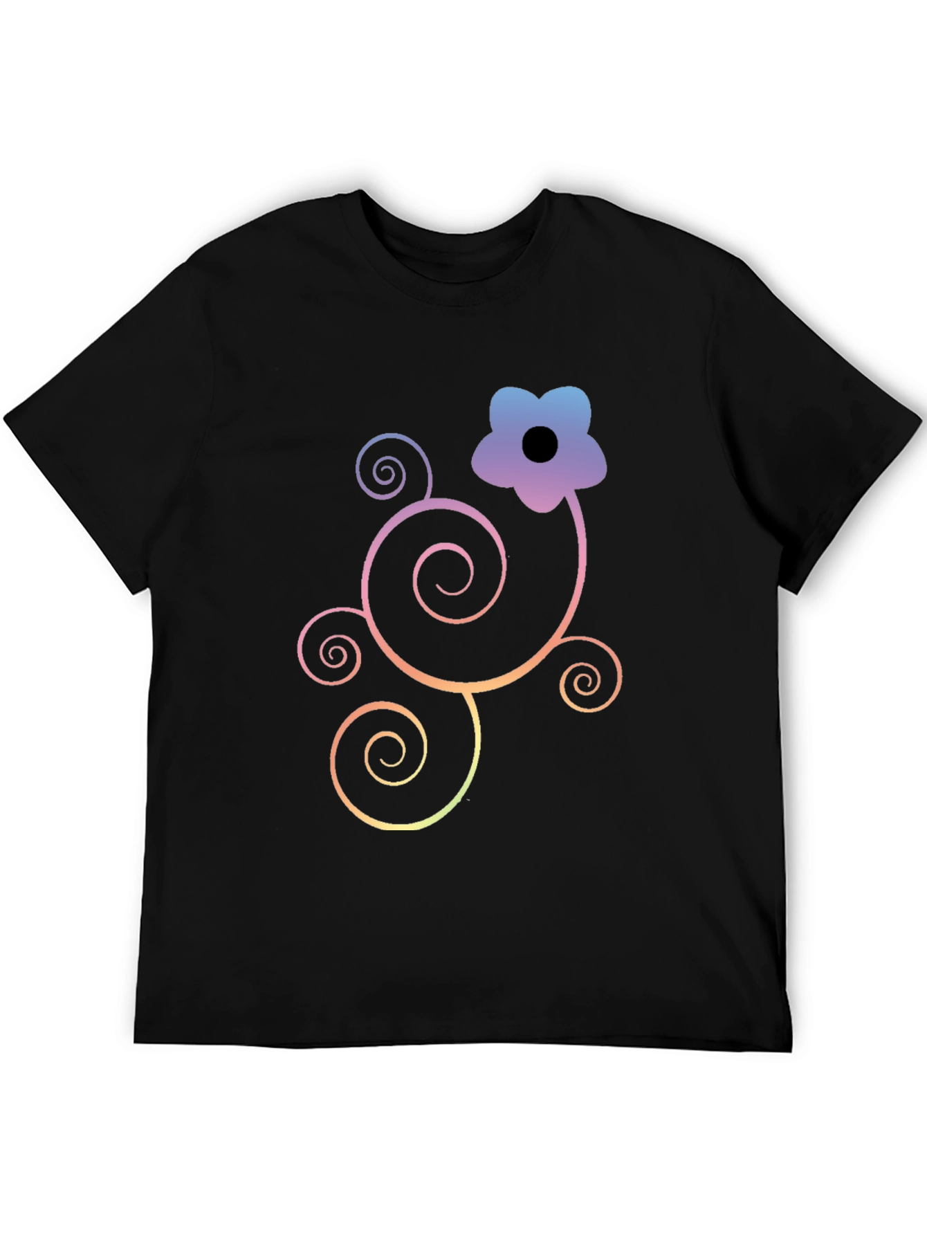Floral Swirl Graphic Black T-Shirt