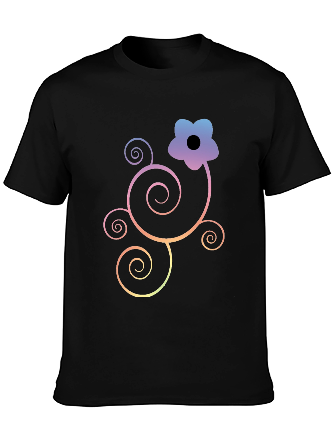 Floral Swirl Graphic Black T-Shirt