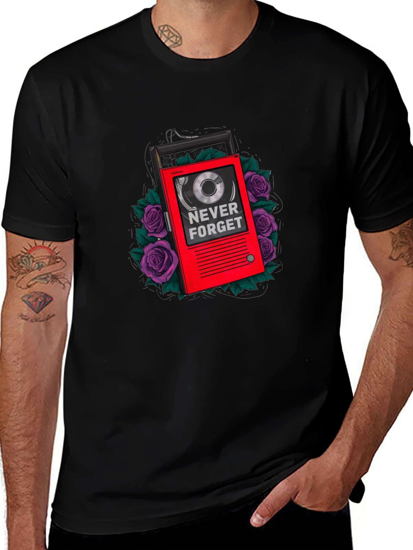 Never Forget Cassette Tape Graphic T-Shirt