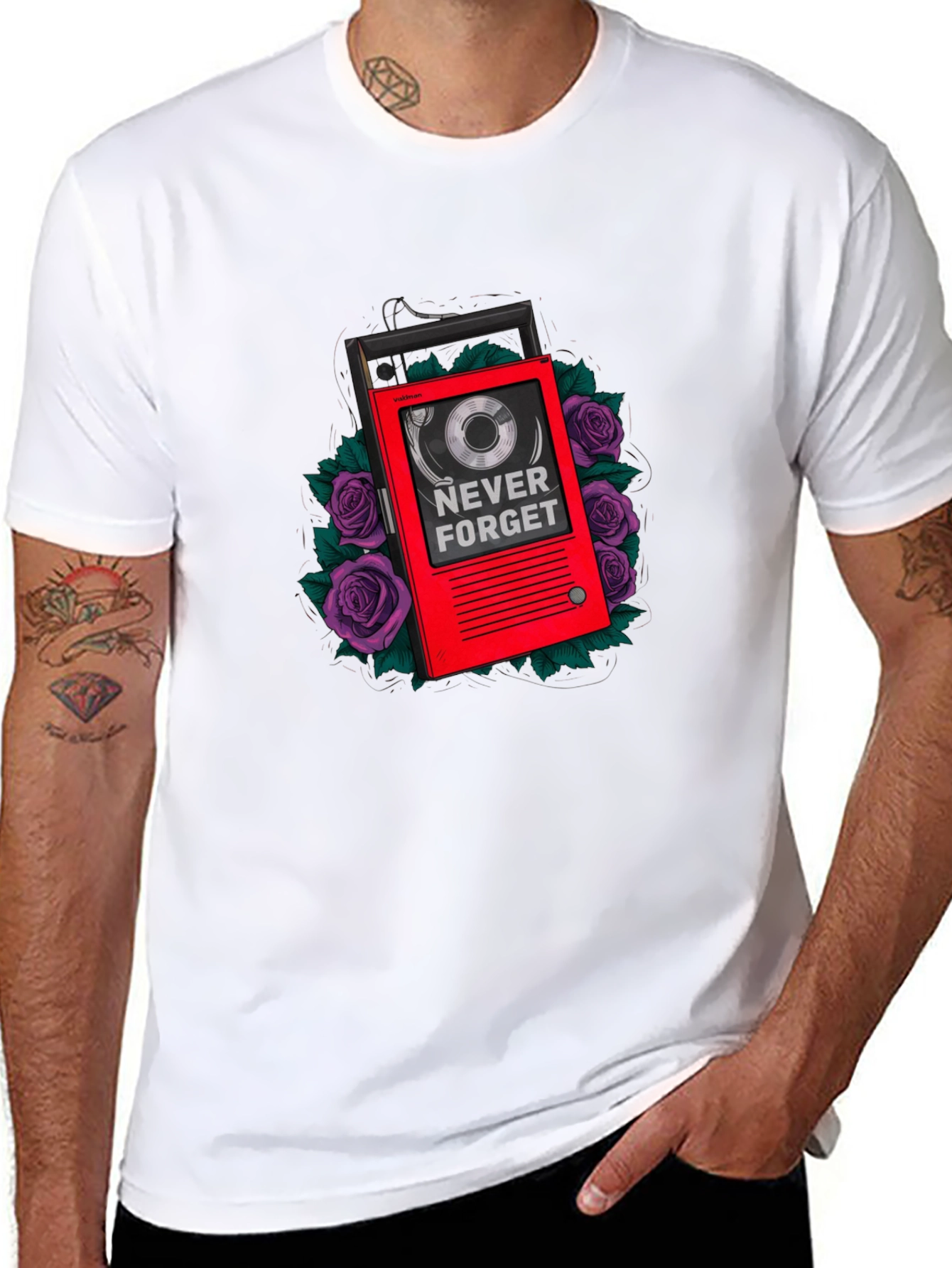 Never Forget Cassette Tape Graphic T-Shirt