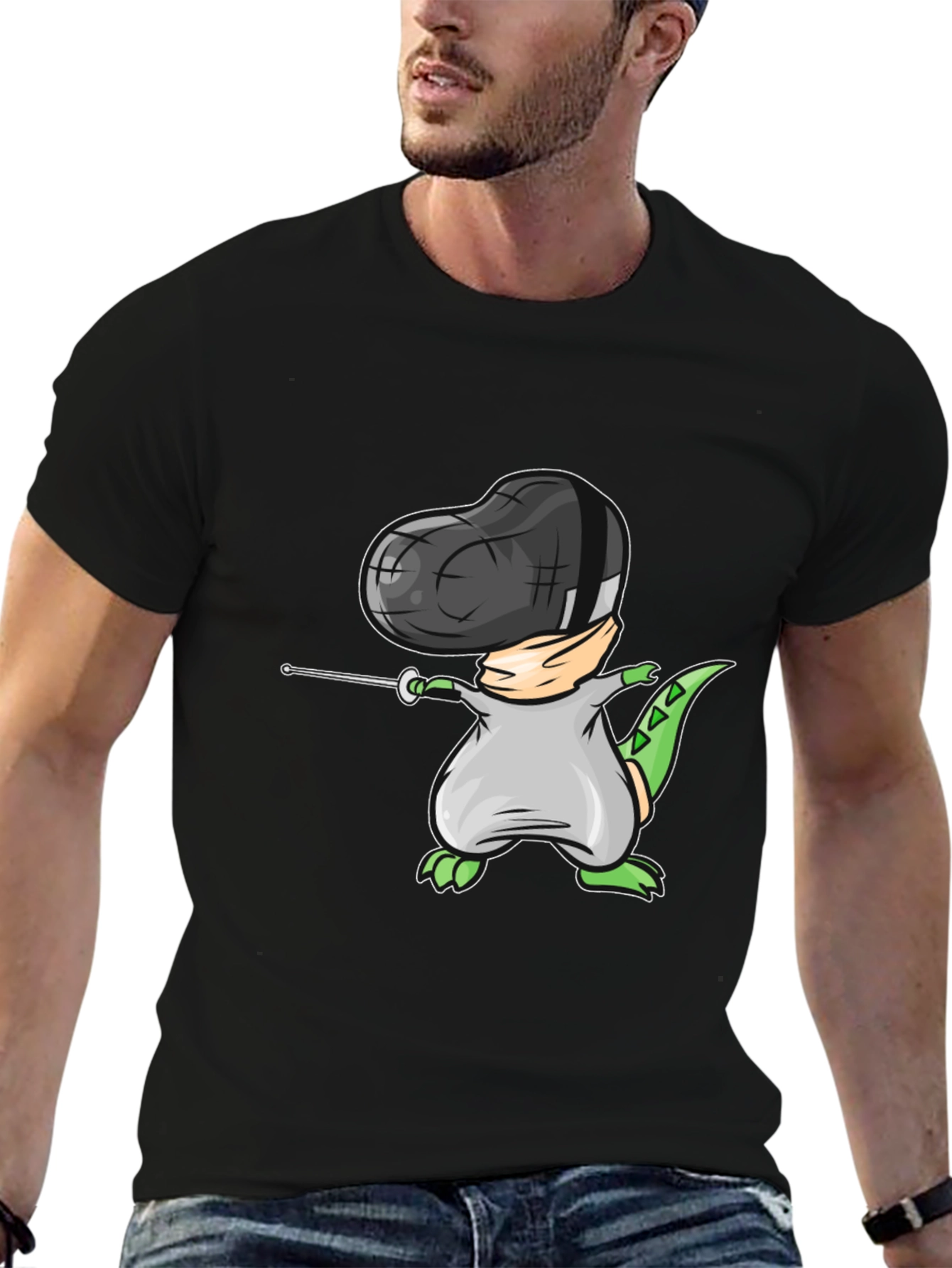 Dino Fencing Black T-Shirt