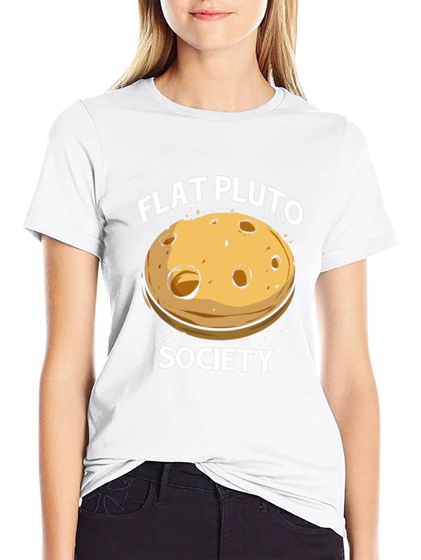 Flat Pluto Society Black T-Shirt