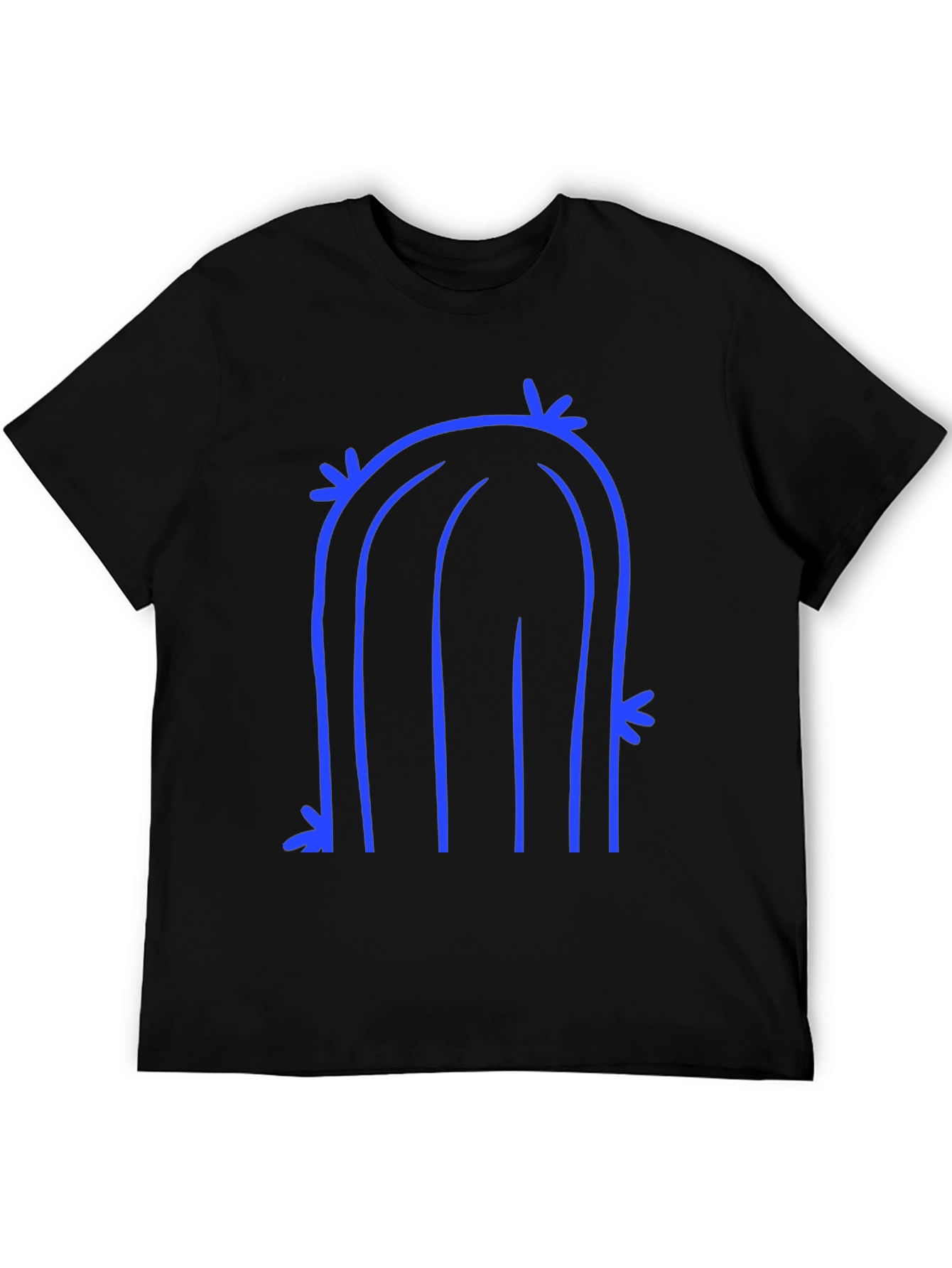 Abstract Cactus Graphic Tee - Black Cotton T-Shirt