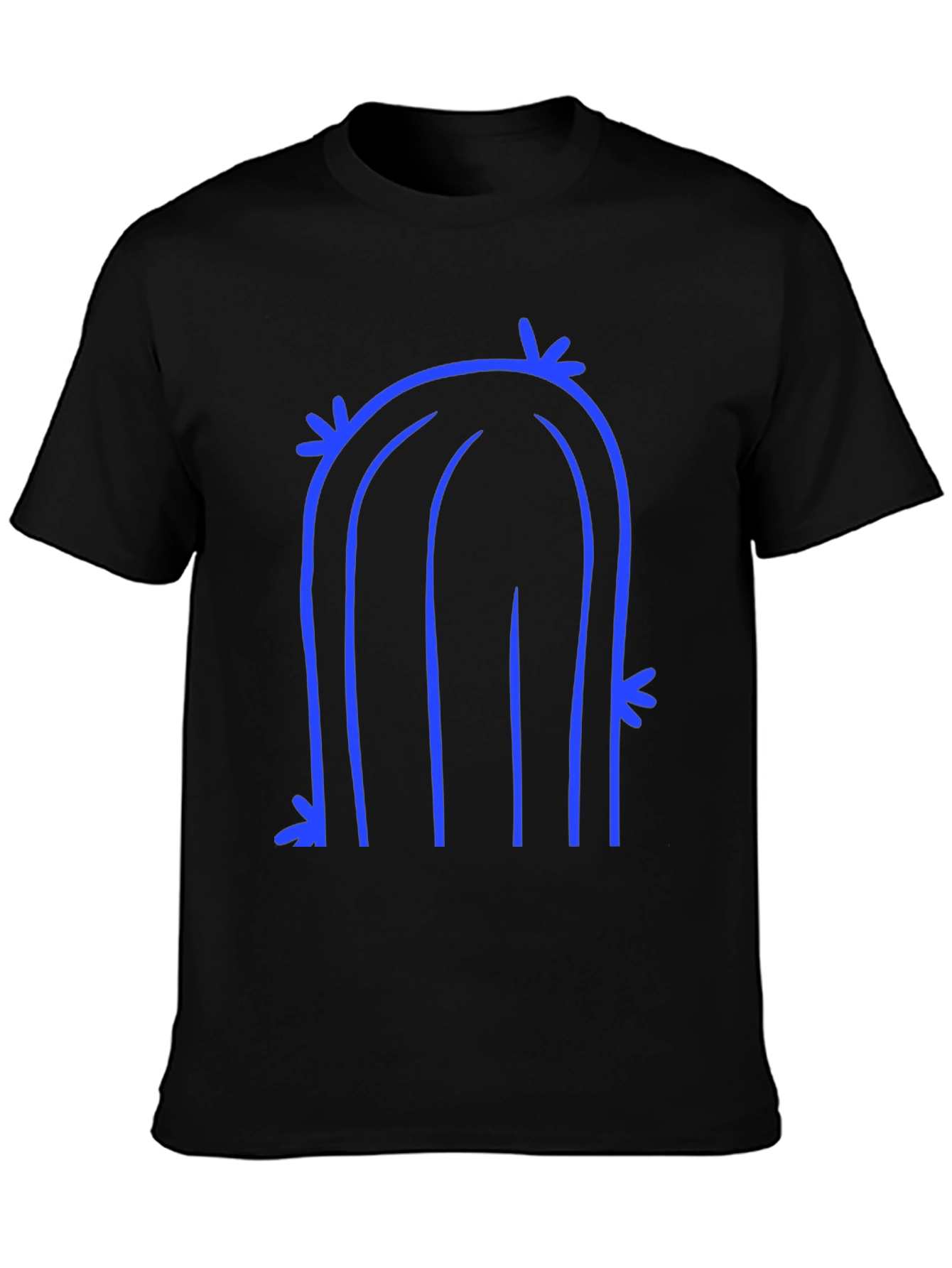 Abstract Cactus Graphic Tee - Black Cotton T-Shirt