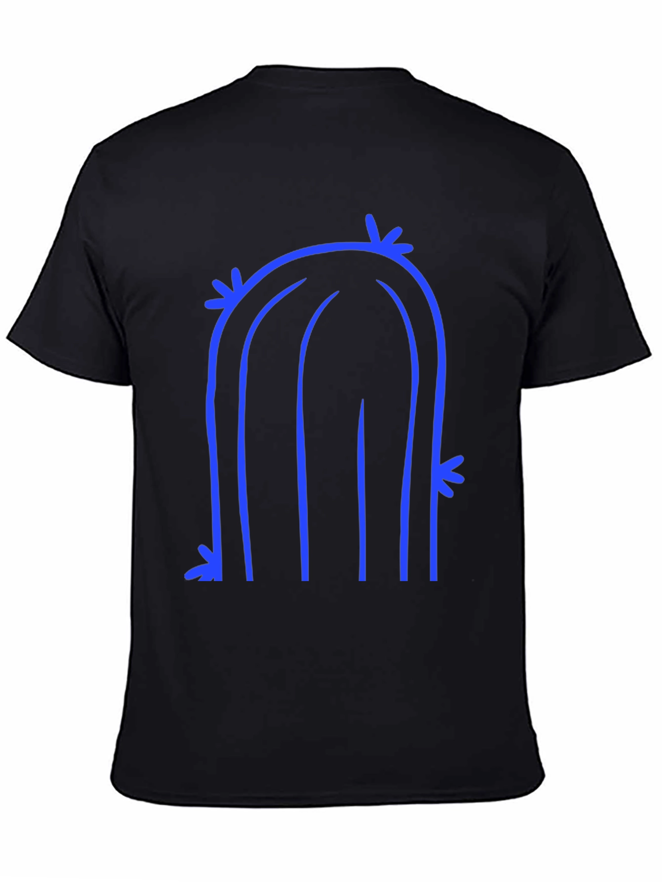 Abstract Cactus Graphic Tee - Black Cotton T-Shirt