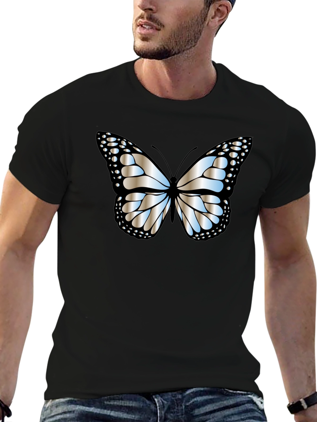 Butterfly Graphic Tee - Modern Black T-Shirt