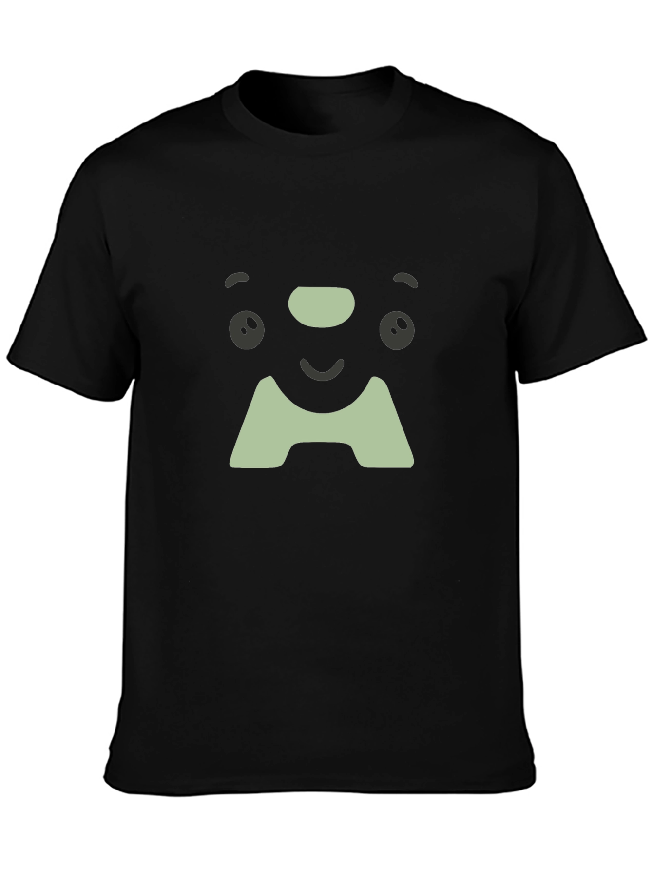 Cute Face Graphic Tee - Soft Black Cotton T-Shirt