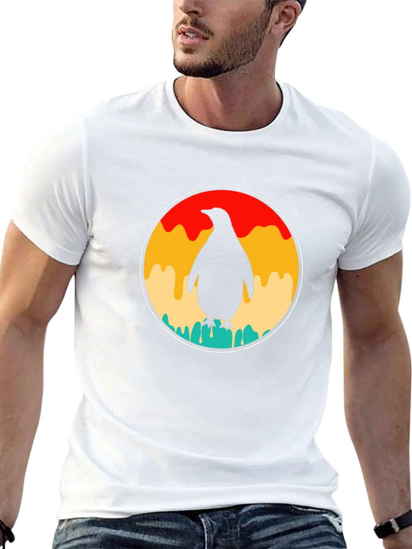 Retro Penguin T-Shirt - Black Graphic Tee